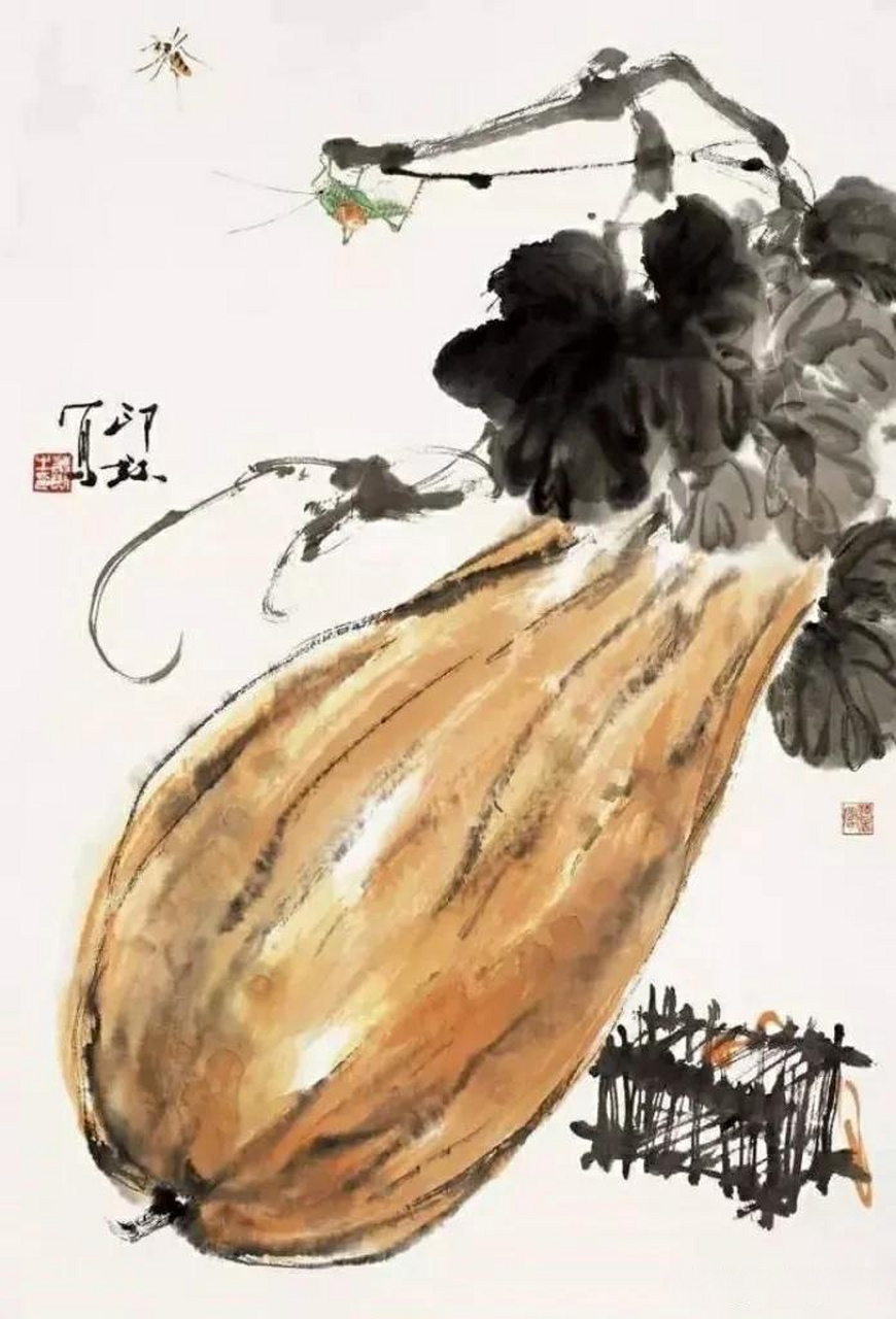 一组萧朗的小写意果蔬,形象简括生动,风格秀润清雅,色泽丰富多变,淡