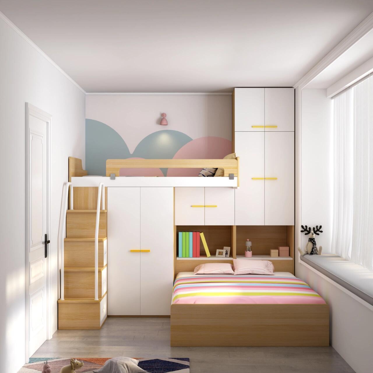 6㎡儿童房看着不大,但这样设计该有都有了 97016平米的儿童房对于