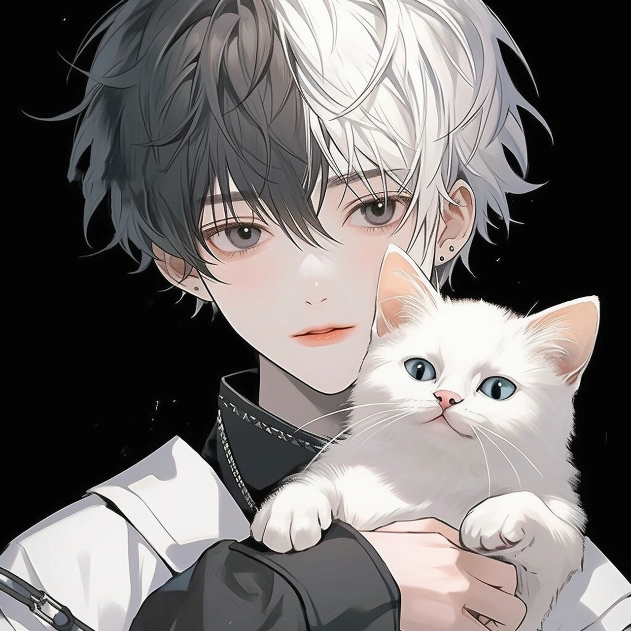 男生头像|少年与猫|抱猫少年*5