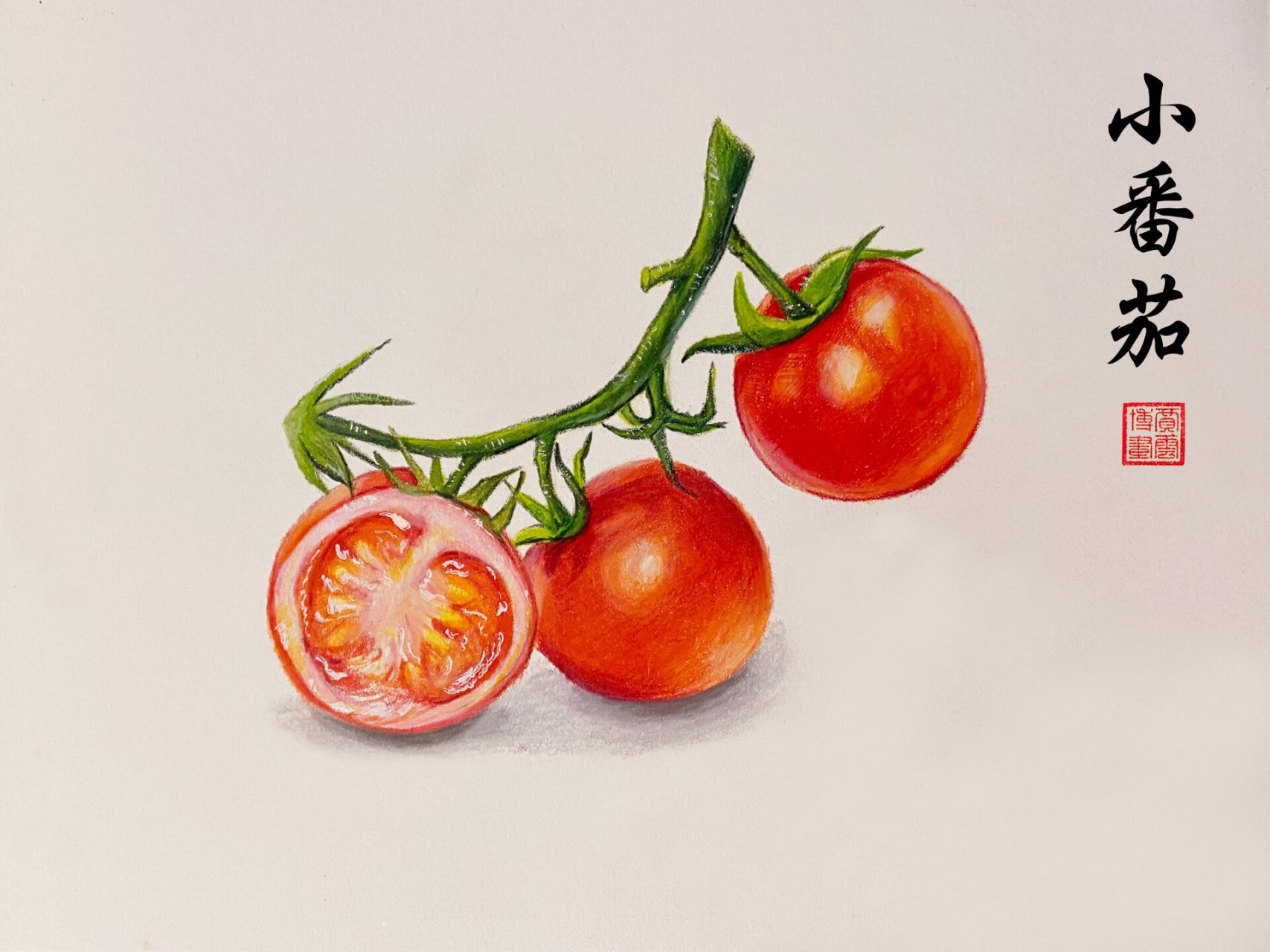 西红柿彩铅画步骤图片图片