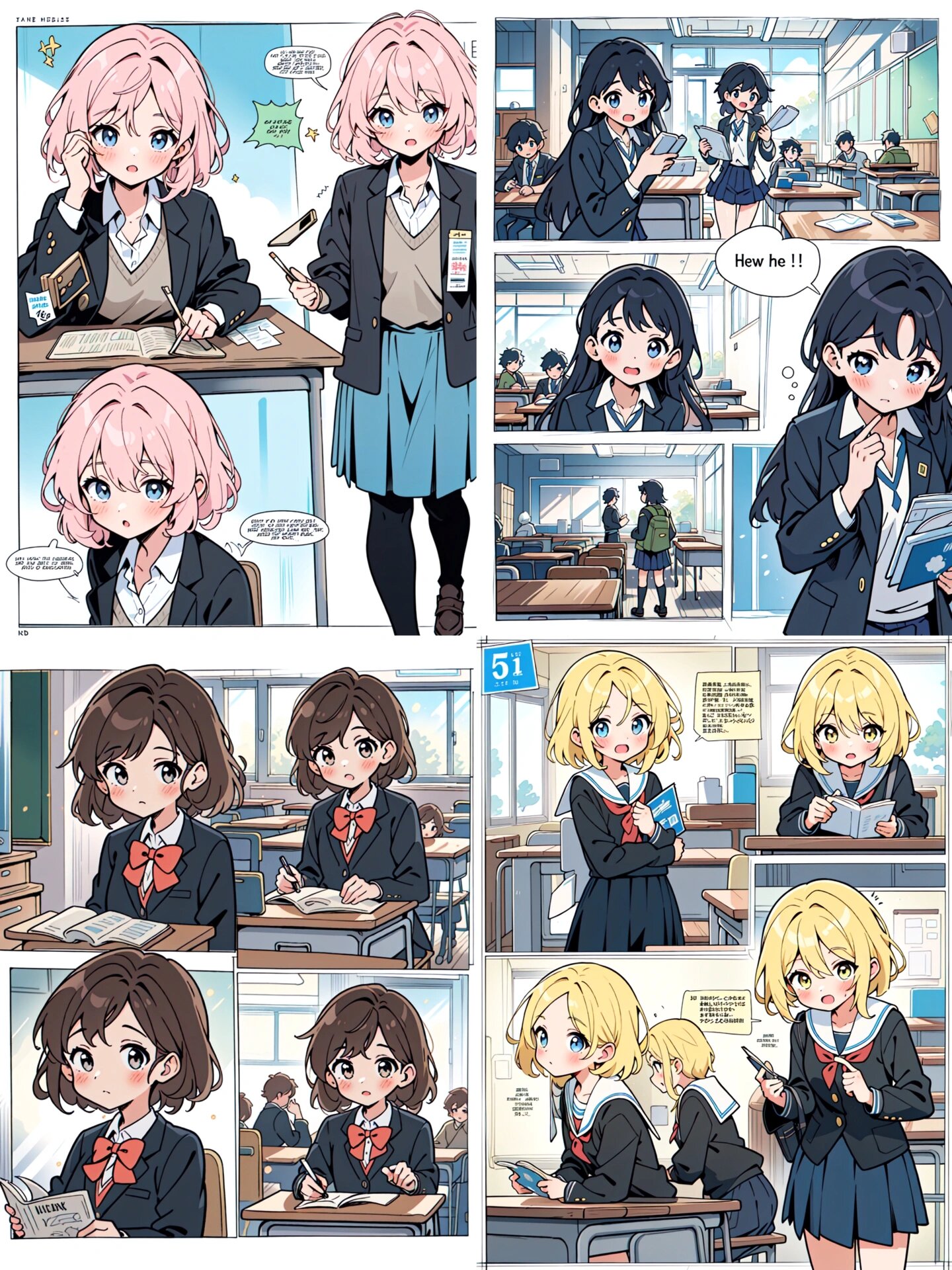 多格漫画|上课啦!校园动漫女生