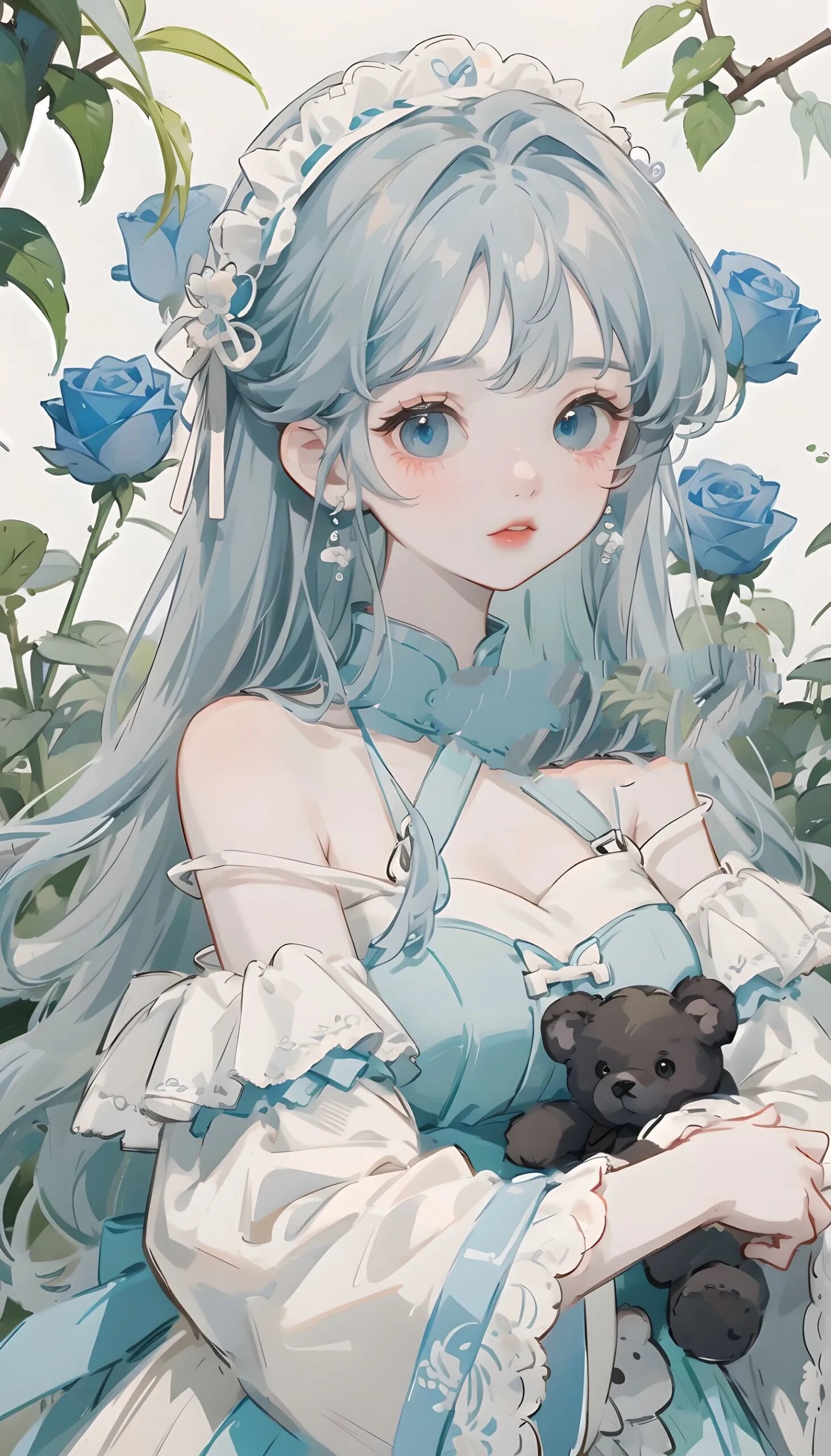萝莉|可爱少女|蓝色玫瑰|少女头像|手机壁纸