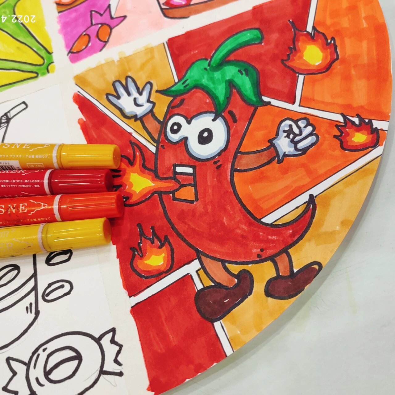 2,运用酸甜苦辣的颜色,绘画出《酸甜苦辣》的食物作品.