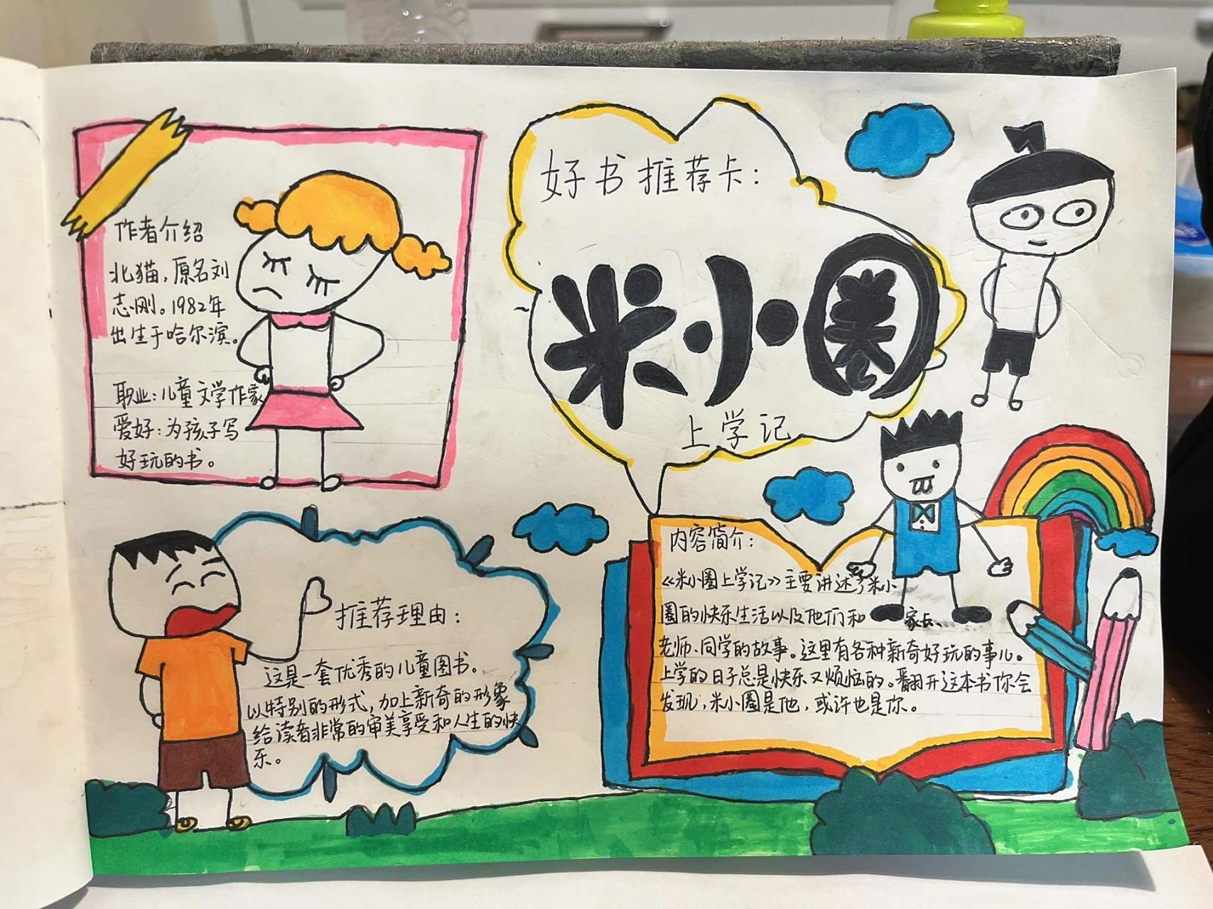 一年级好书推荐卡 上次姐姐画的一年级好书推荐卡成品,画是姐姐画的