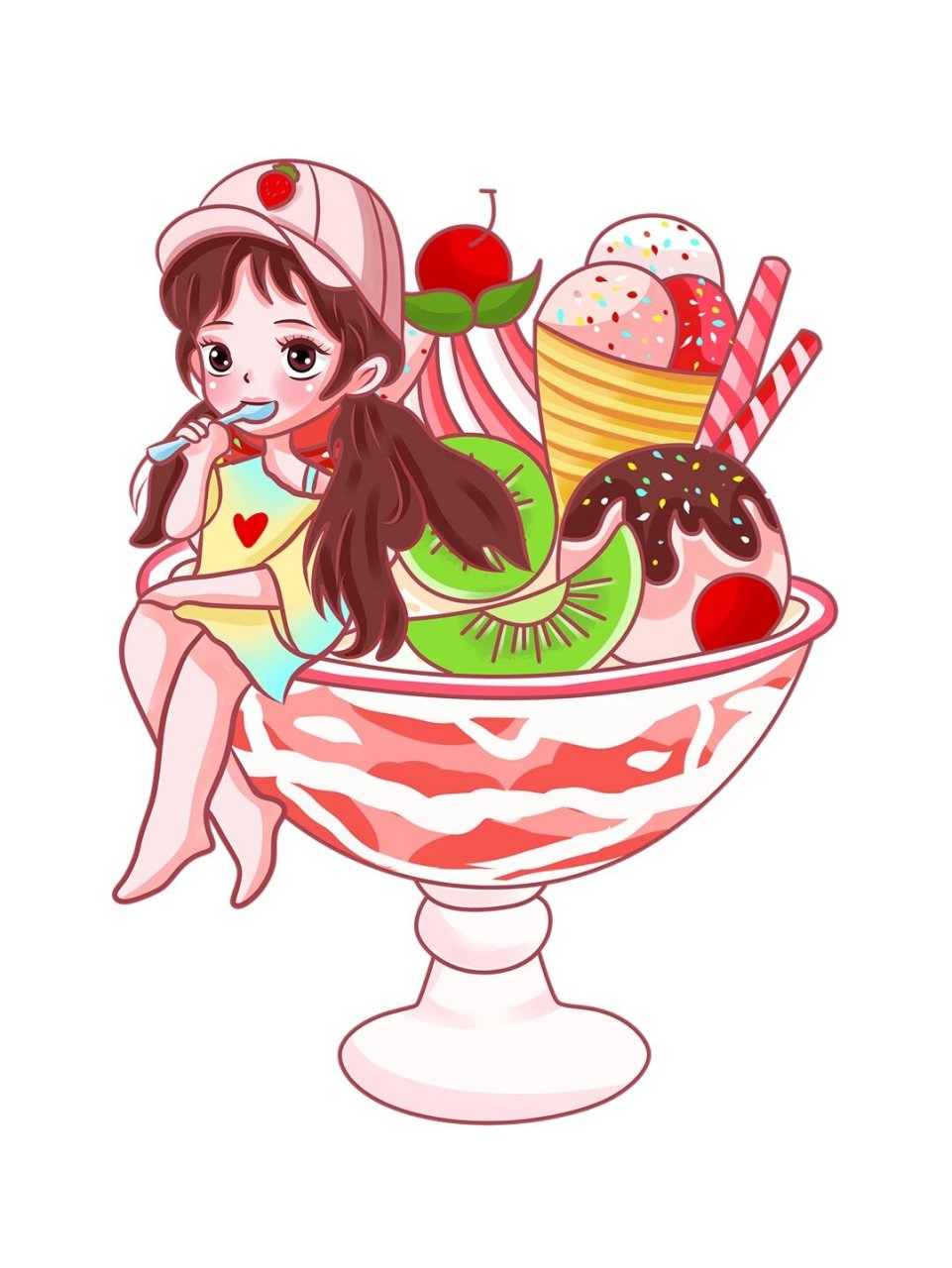 90免抠元素|夏天冰淇淋卡通素材 92口袋今天给大家带来一组免抠