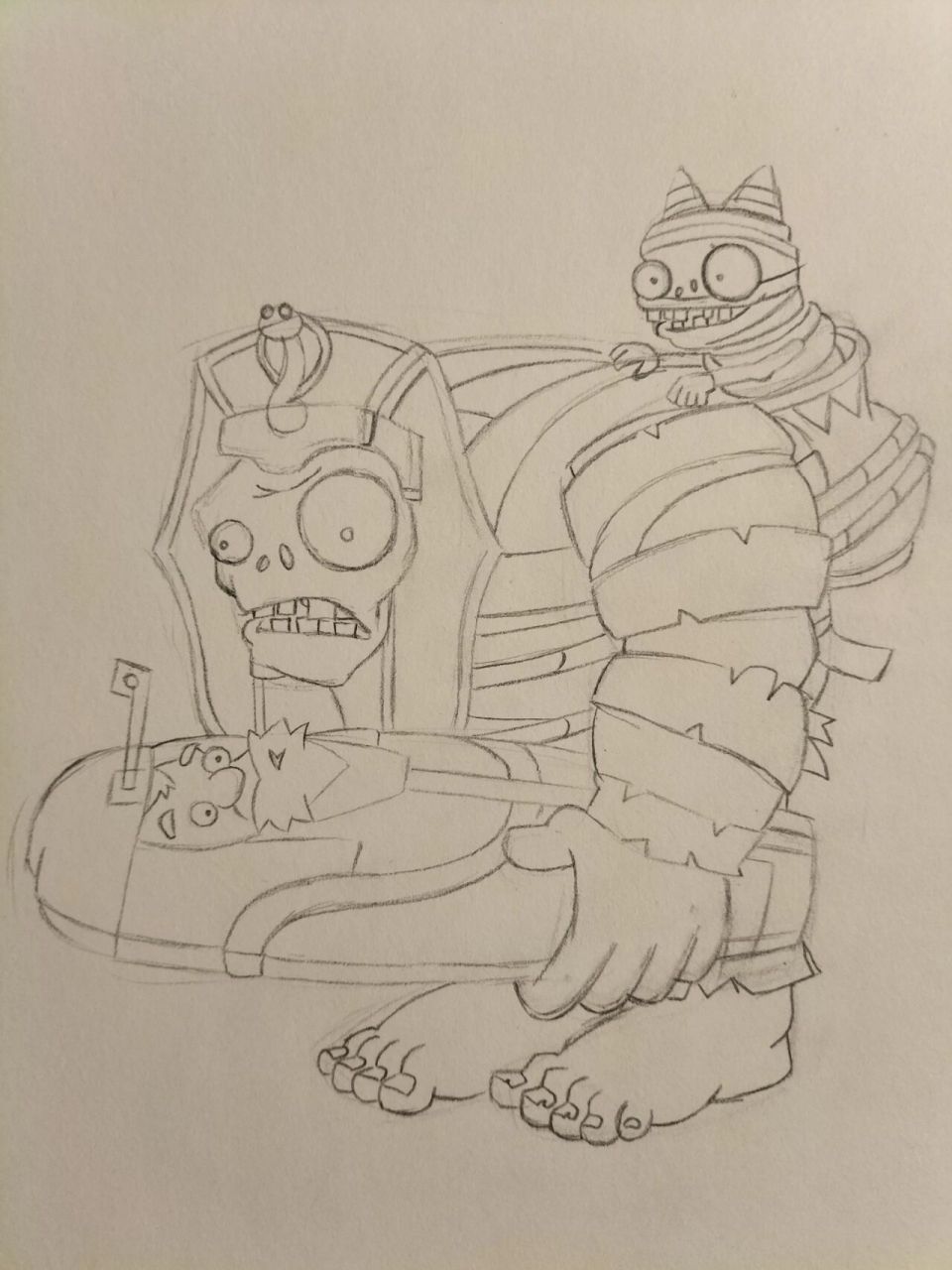 植物大战僵尸怎么画简笔画埃及巨人僵尸