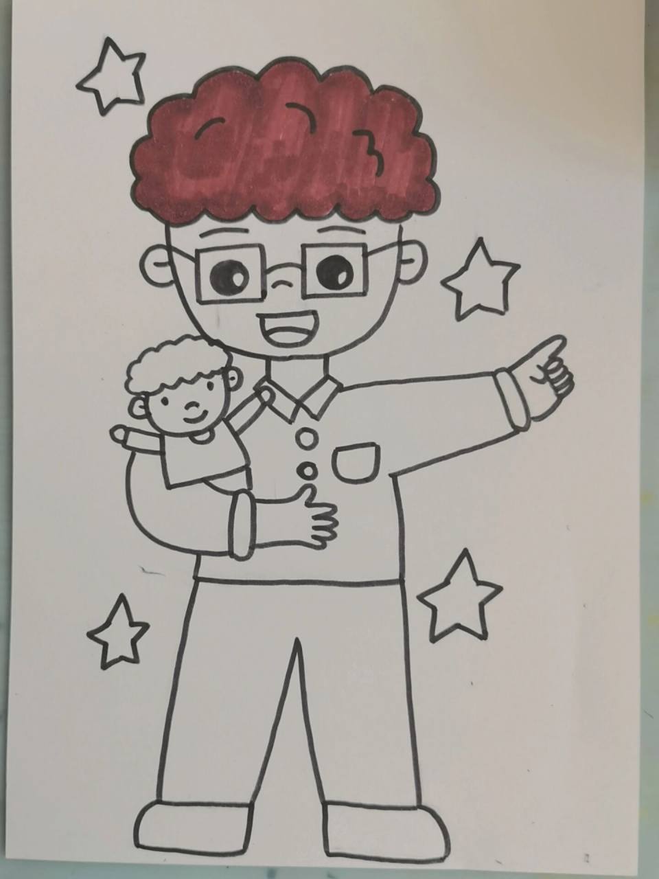 父亲节快乐 爸爸是最伟大的山#儿童主题画