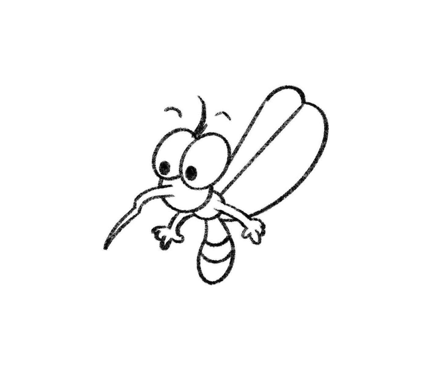 简单易学简笔画教程:蚊子也有可爱的一面～ 今日可爱小昆虫——蚊子