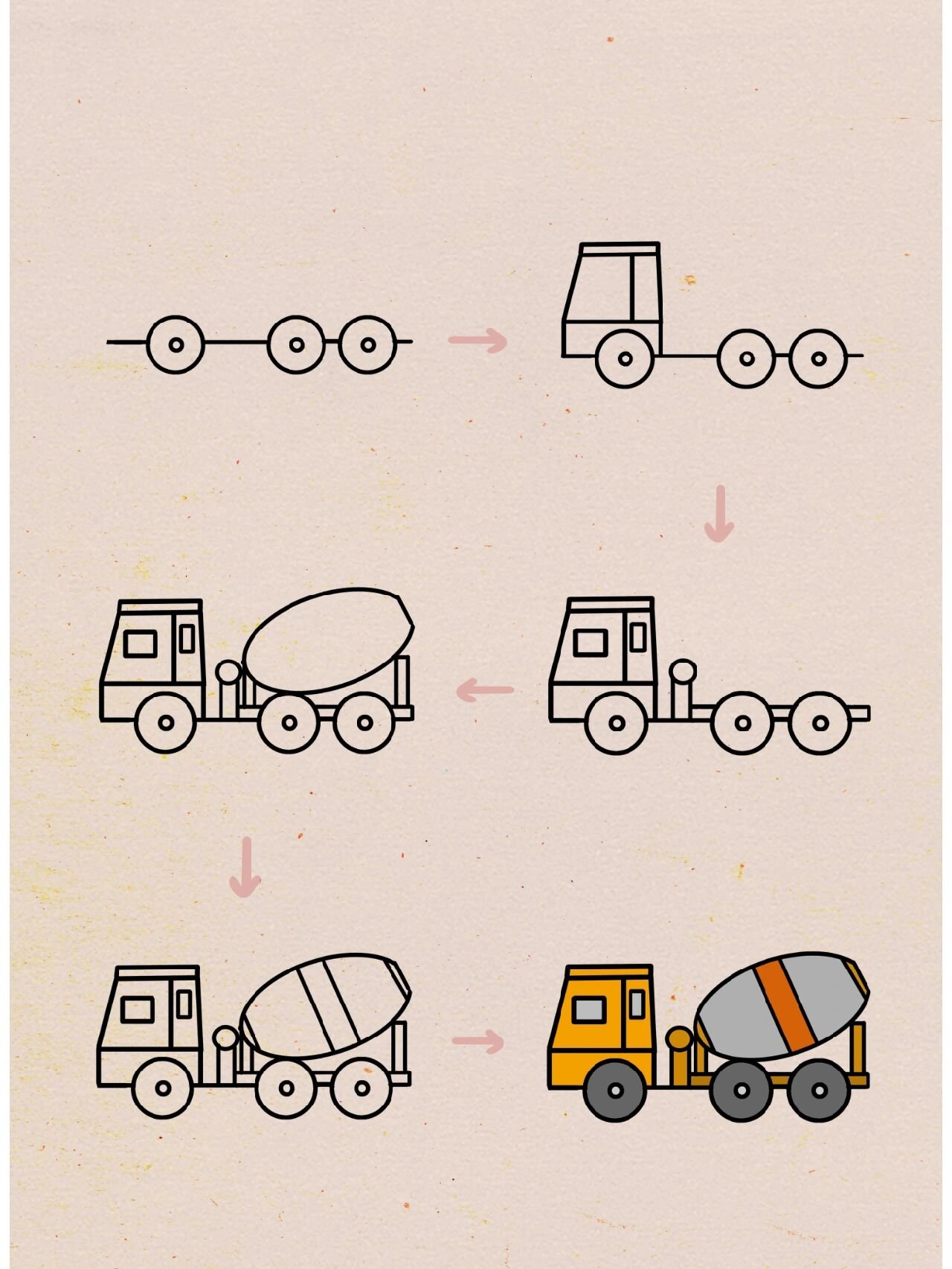 静静,忘了他,我开搅拌车养你--搅拌车画法