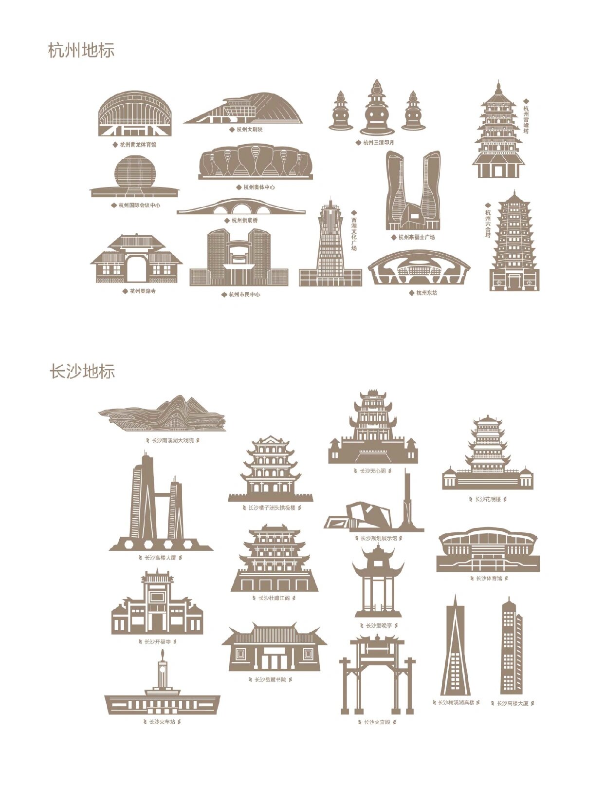 城市地标建筑矢量城市剪影 手绘建筑