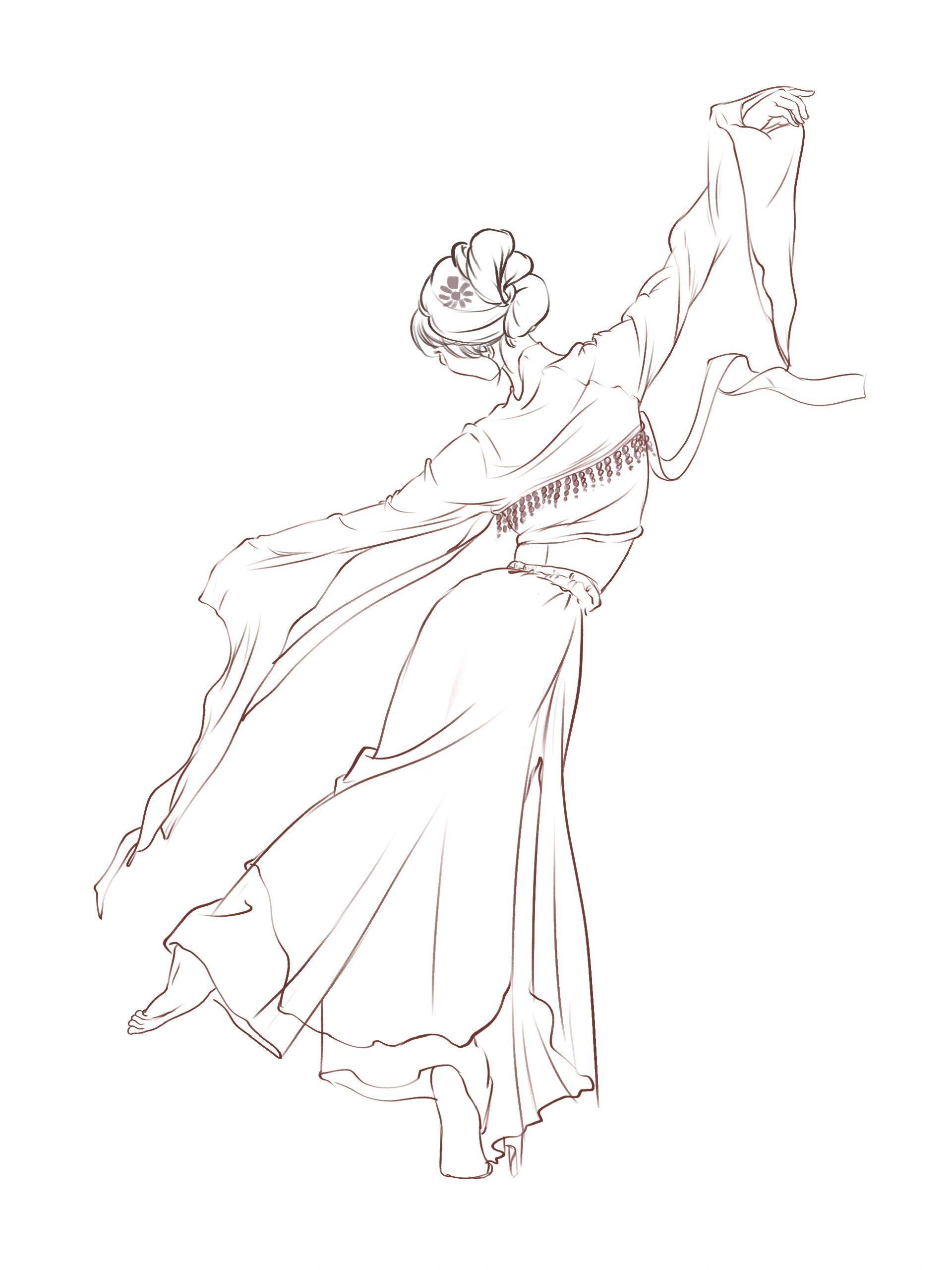 跳舞的姑娘绘画步骤来啦