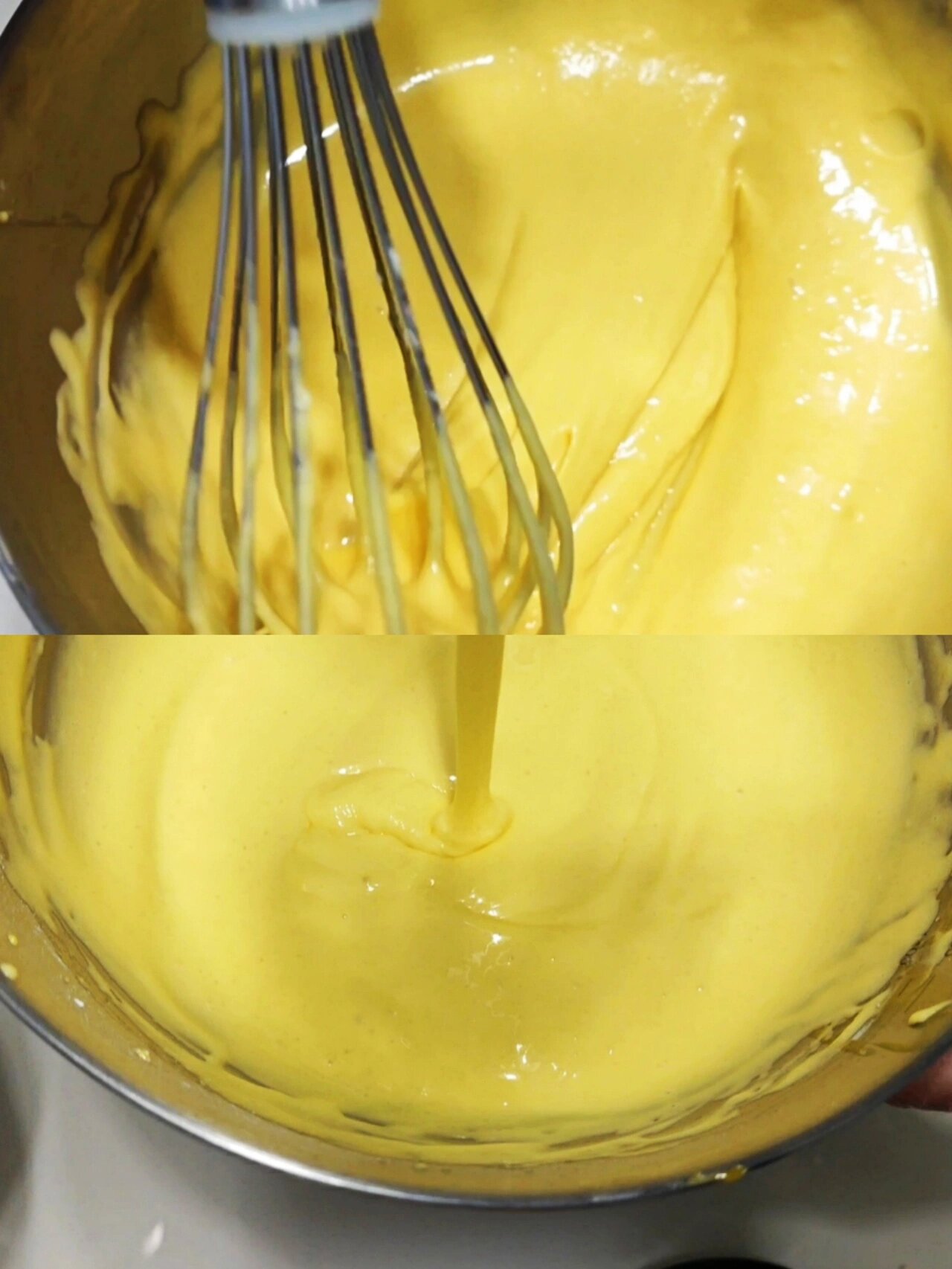戚风蛋糕糊状态 无论是什么口味或者几寸的戚风蛋糕,制作蛋黄糊都是