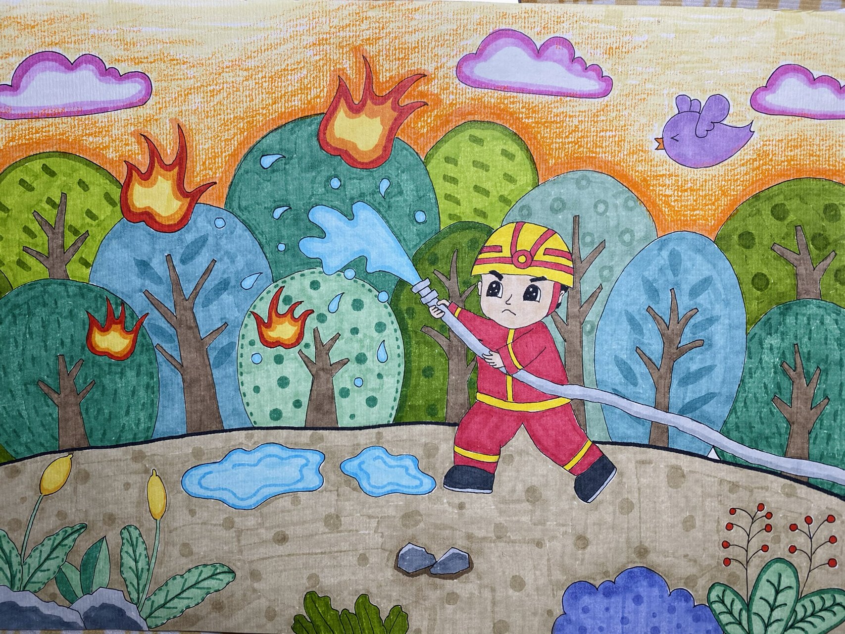 森林防火主题画