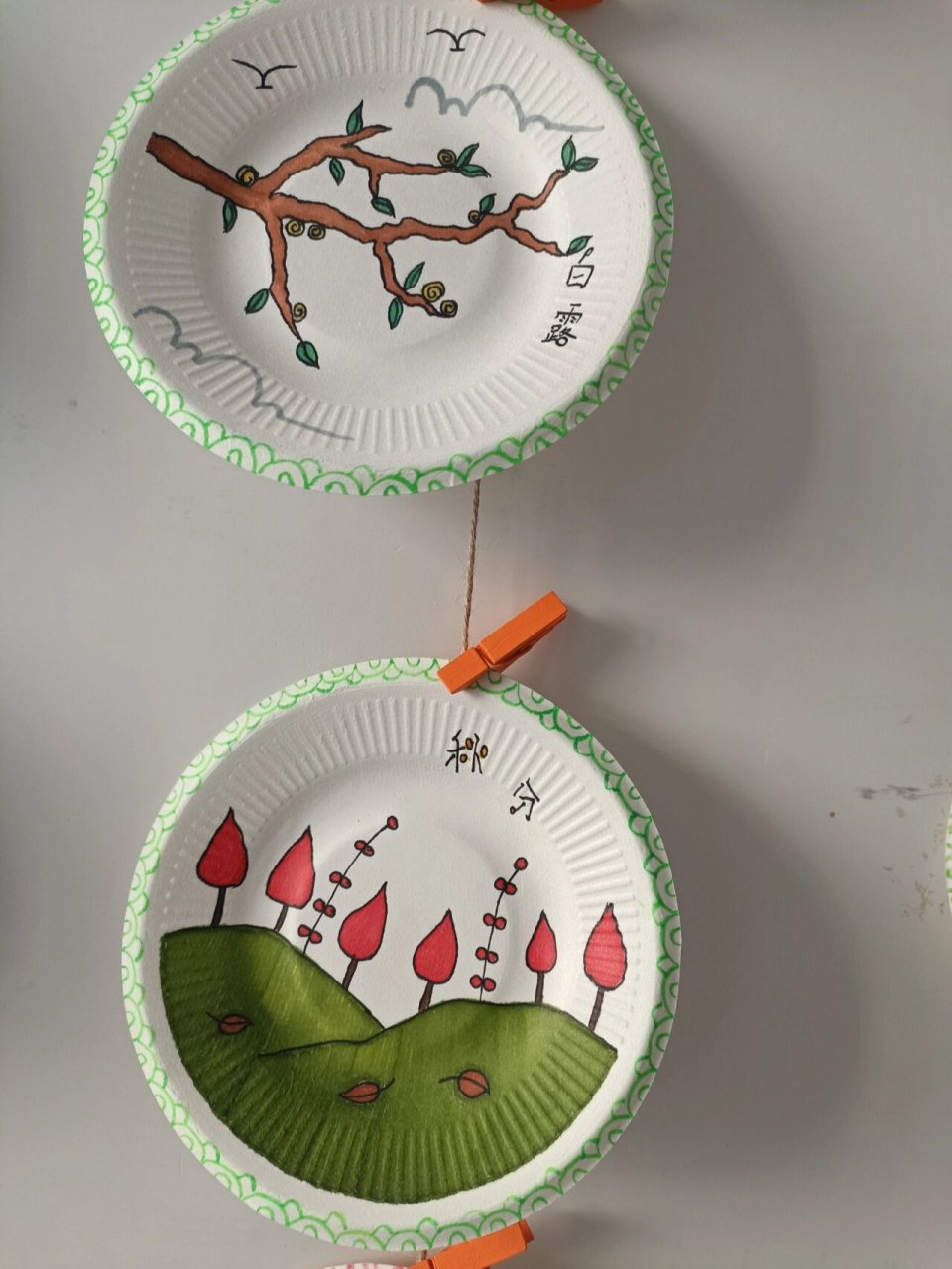 纸盘画,二十四节气简笔画 同上一篇,临摹了的老师们的作品