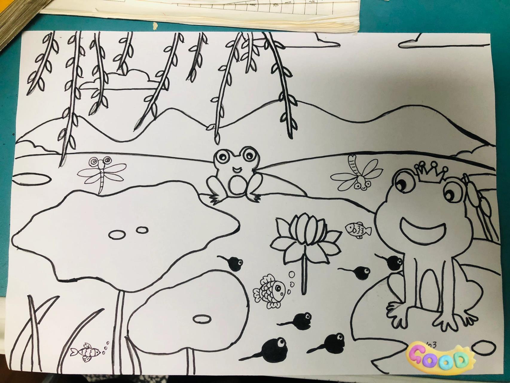 一年级下册荷叶圆圆插画 一年级下册荷叶圆圆插画,后附模版