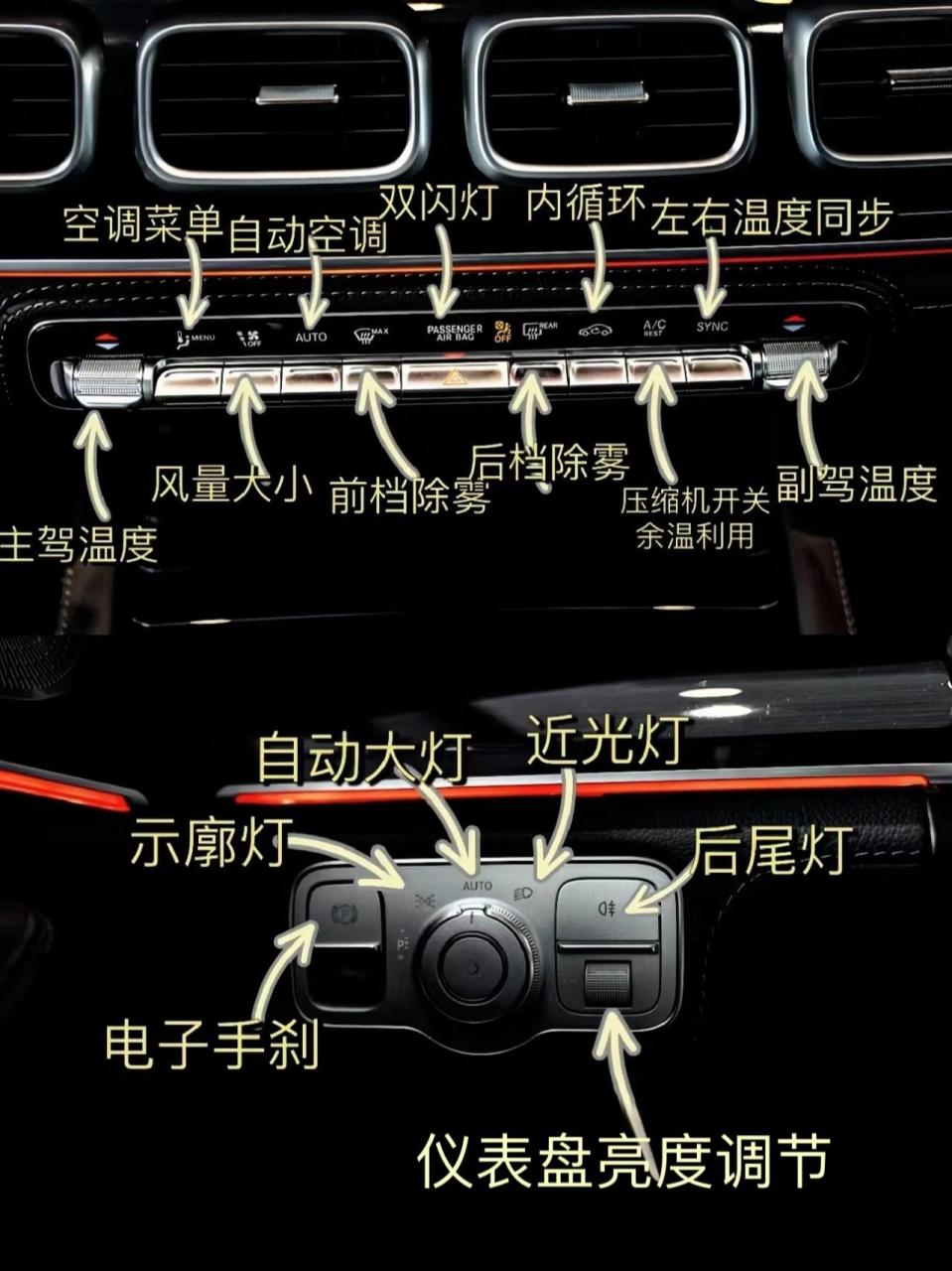 奔驰s450内饰按键讲解图片