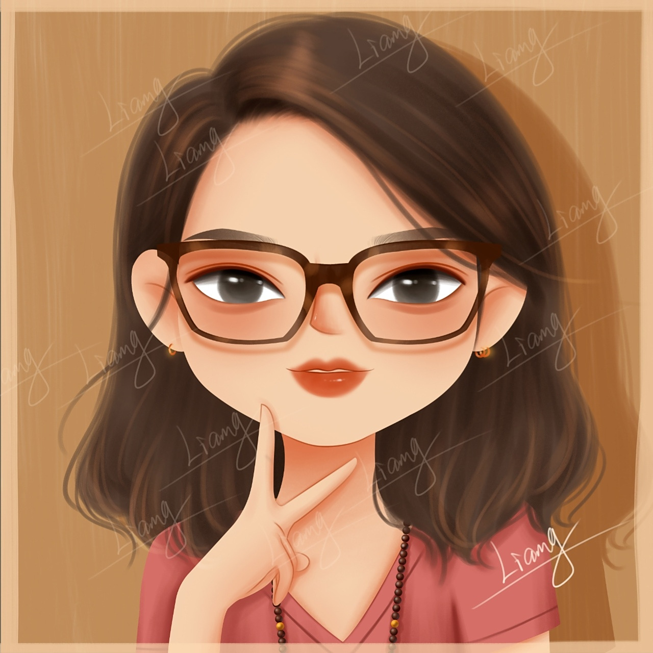 戴眼镜的美女小头像/漫画头像