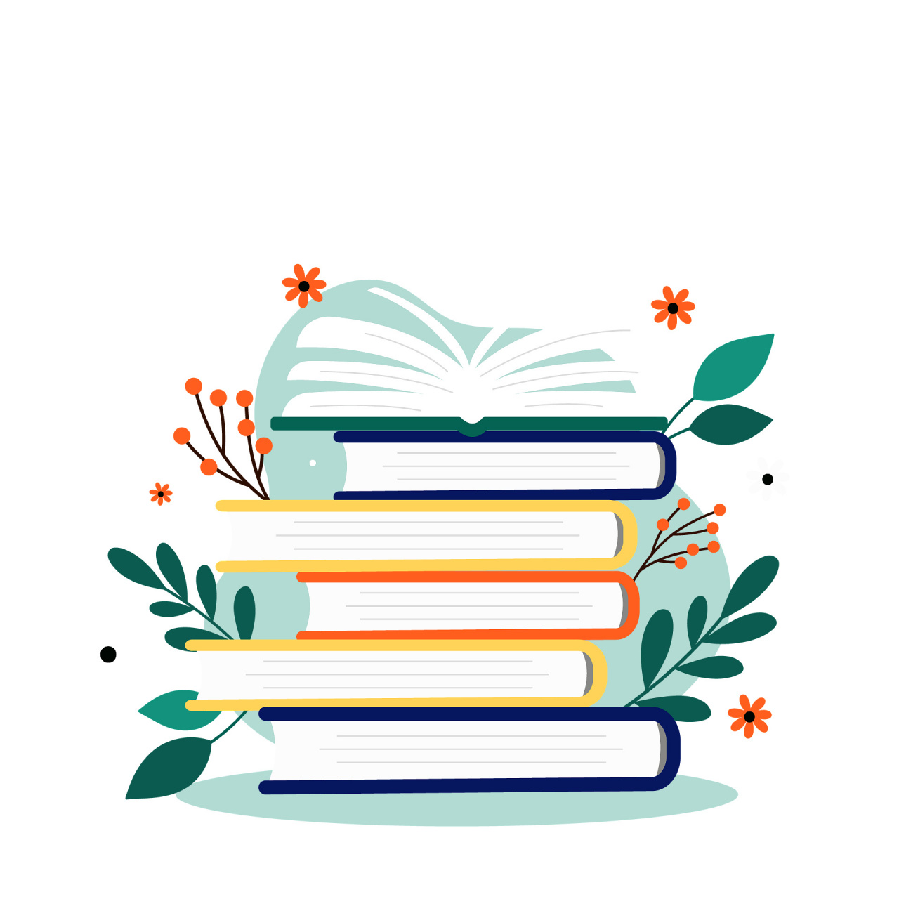 今日素材9615  92 朗诵彩色手绘卡通书本书籍学习知识世界读书