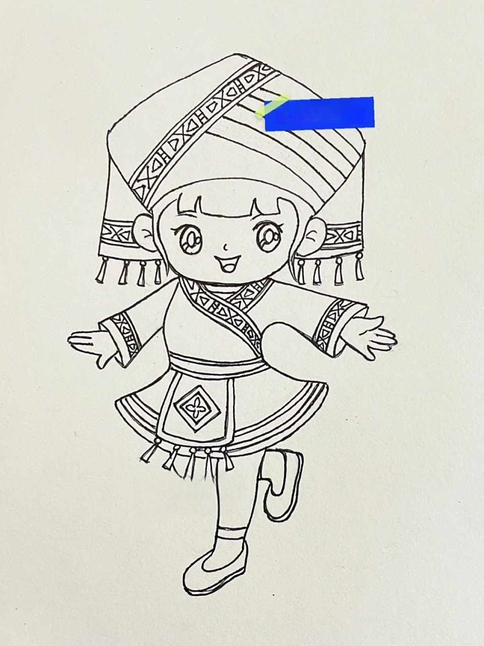 壮族女孩简笔画