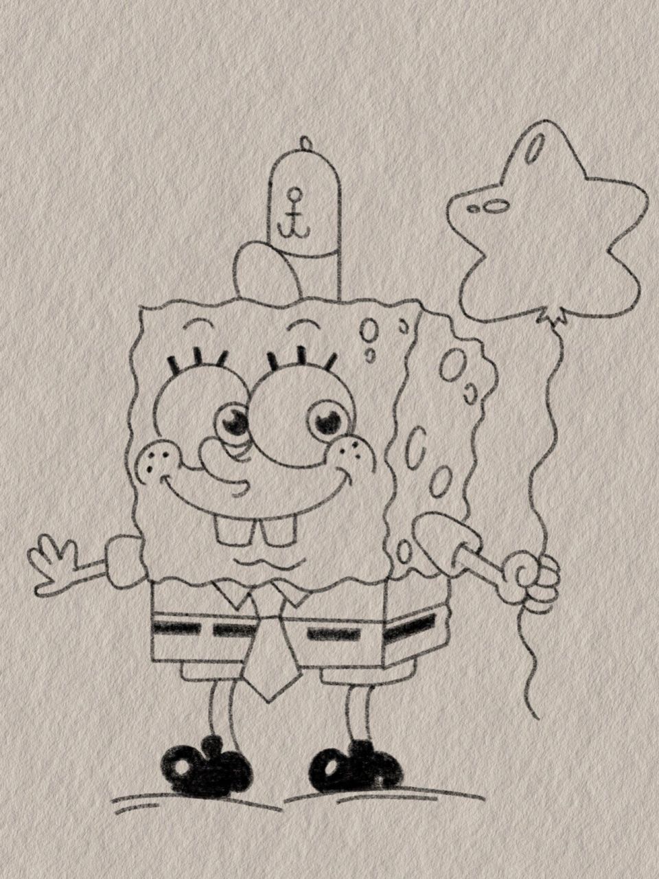 海绵宝宝07简笔画(003) 海绵宝宝线稿简笔画