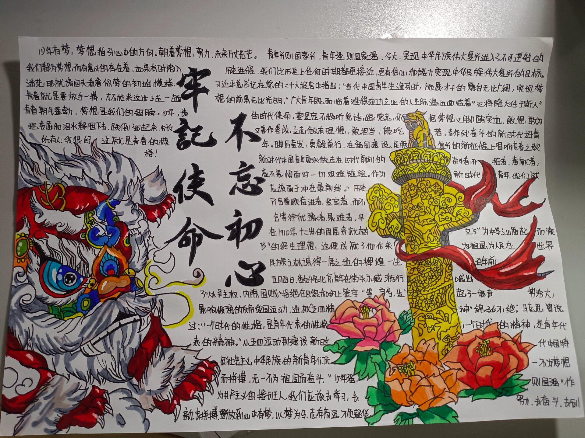 牢记使命不忘初心,方得始终手抄报 "