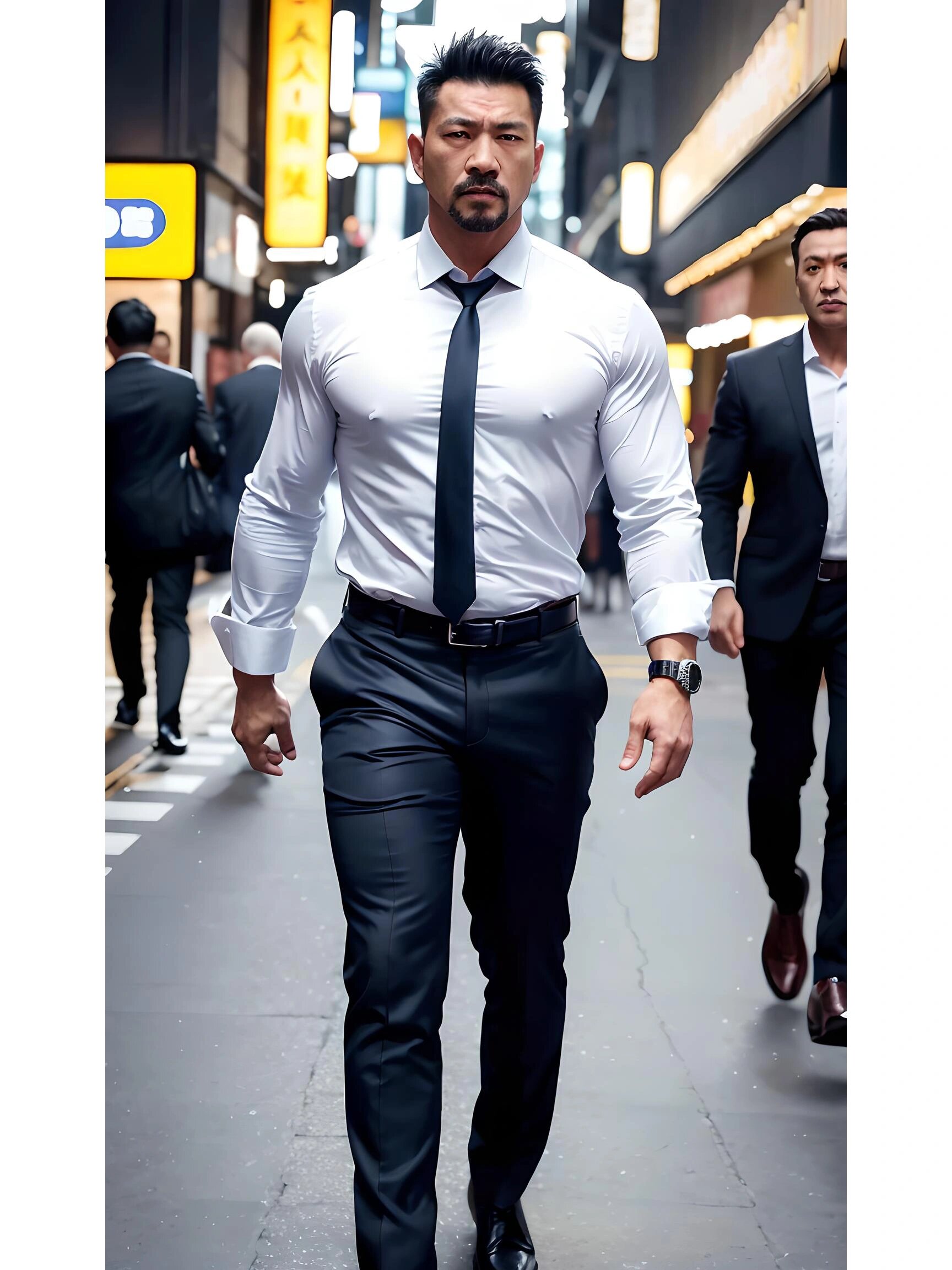 正装肌肉硬汉大叔夜街写真