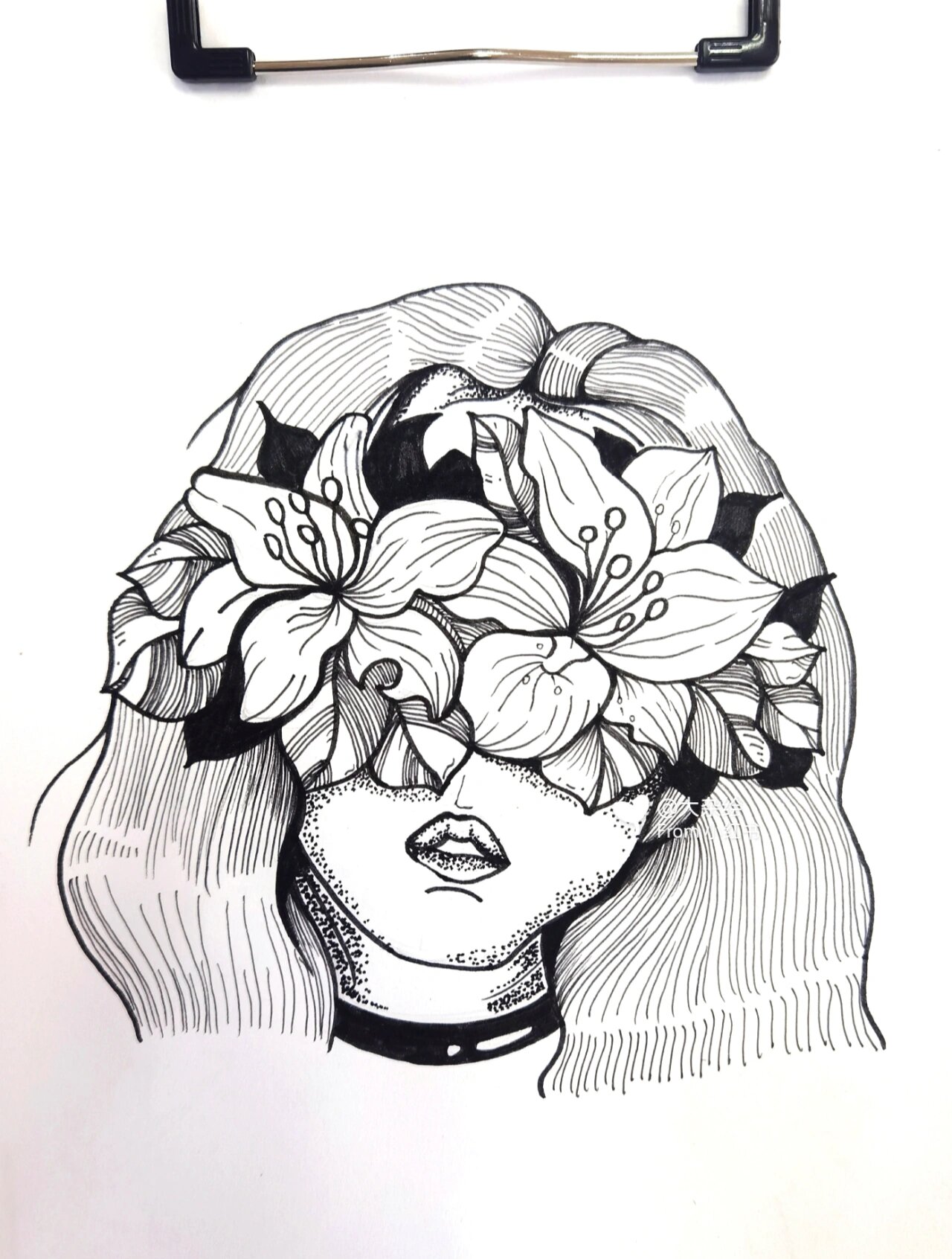 黑白线描插画人物