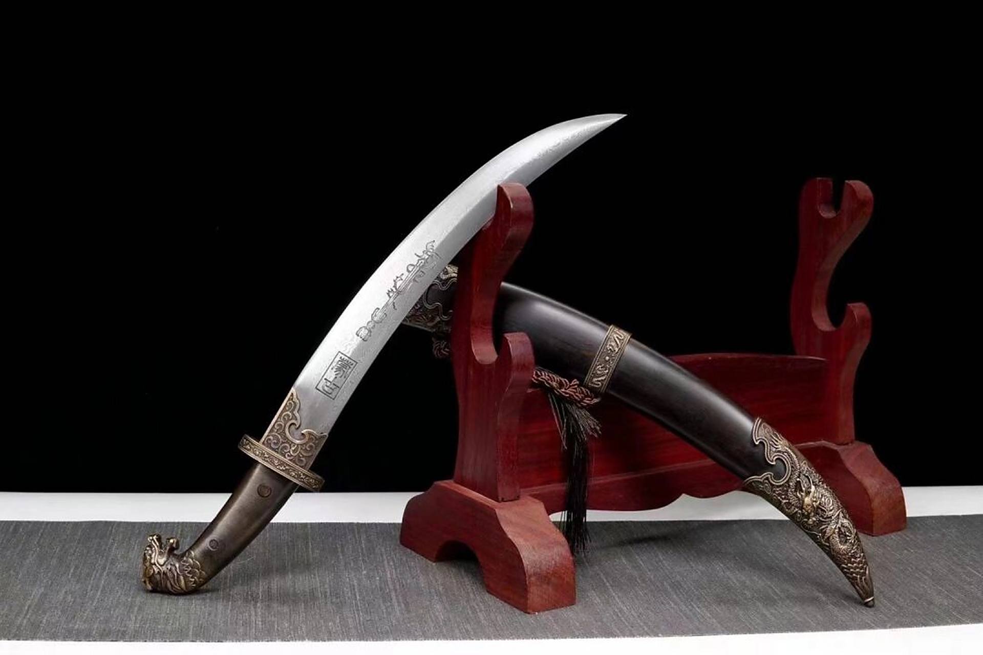 短款蒙古弯刀 长生天赐,义结安达.