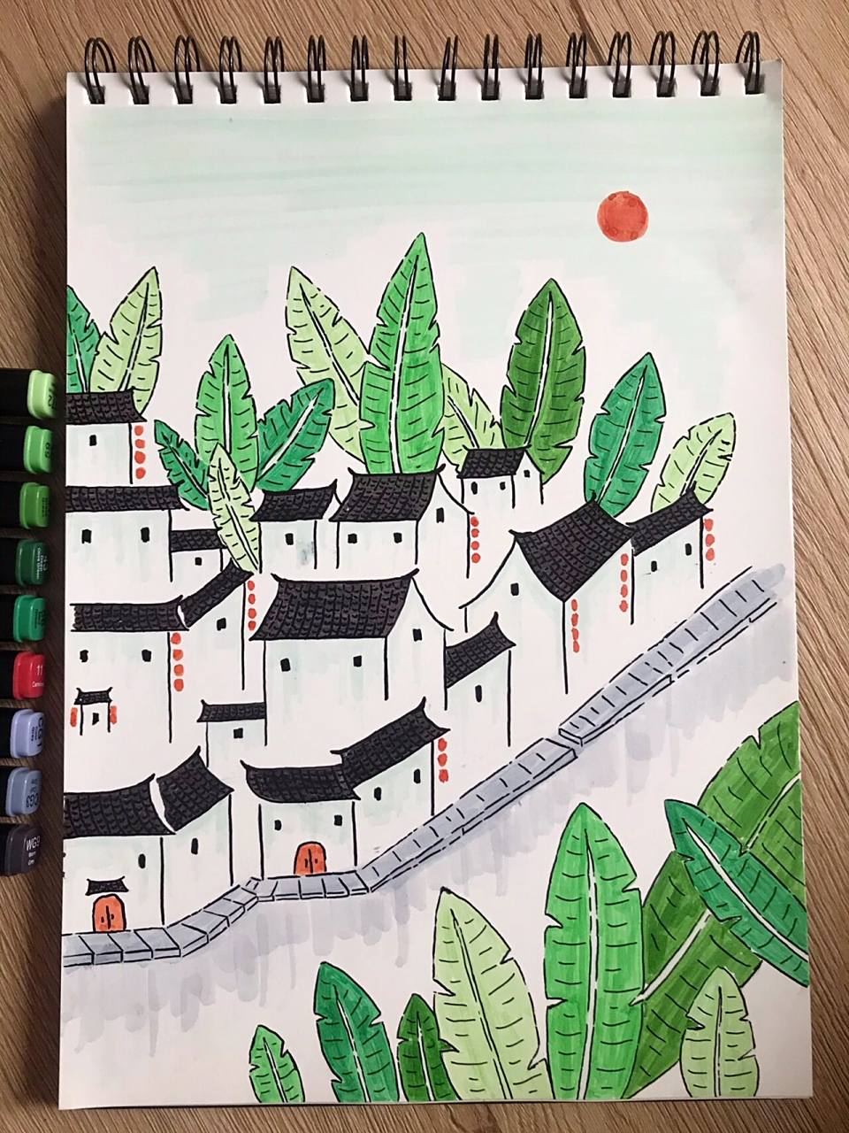 马克笔手绘|江南系列 江南水乡系列更新啦～ 喜欢的宝子们点个赞吧