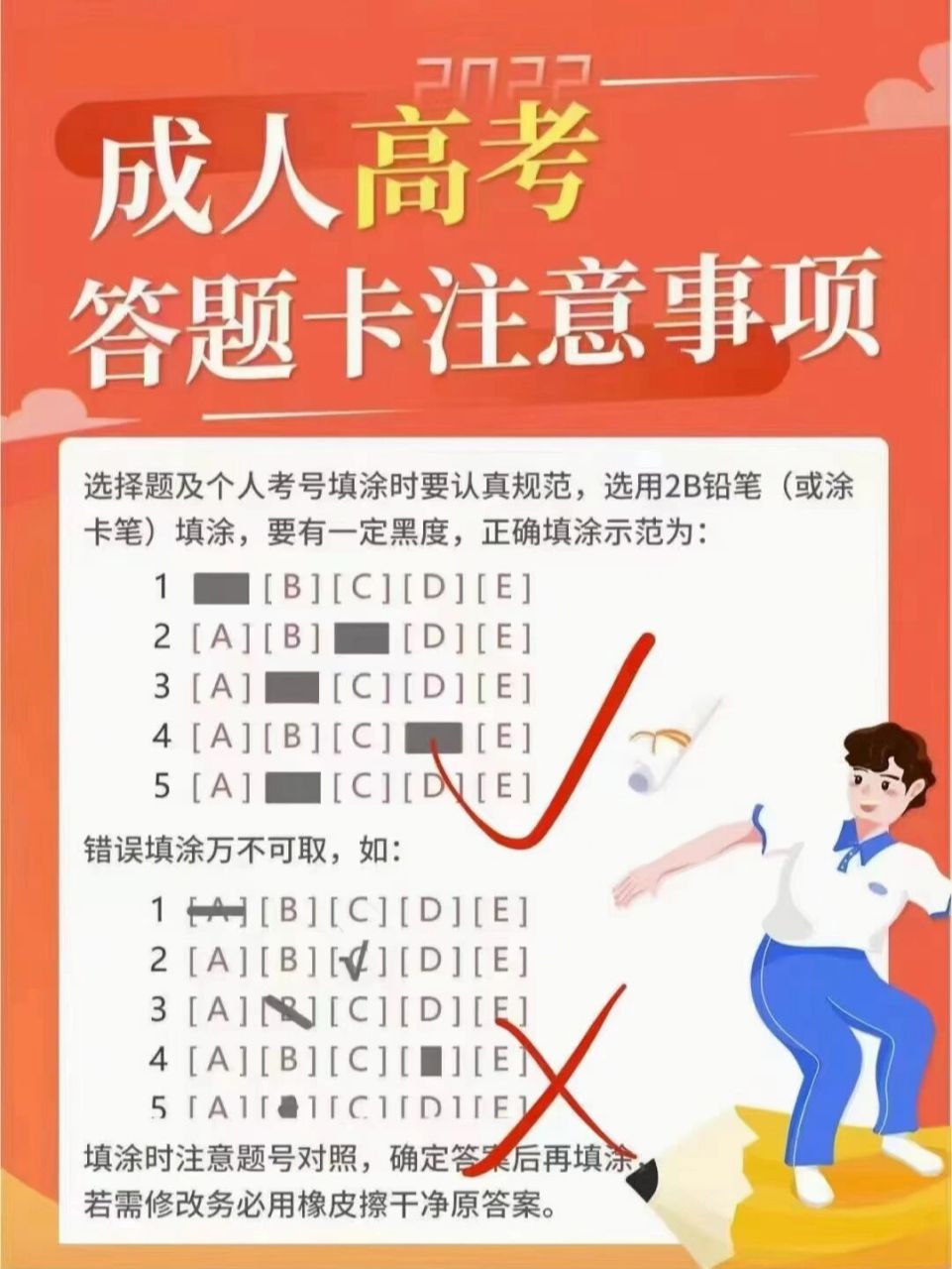 考试用具及答题卡的正确涂法和错误填涂方式, 用2b铅笔正确涂在方框里