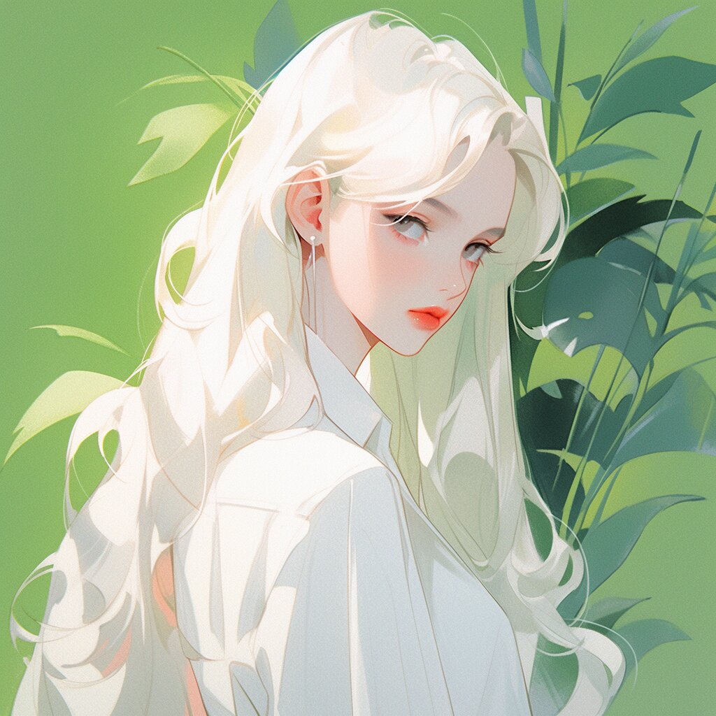 绿色系 | 白色长发女生头像
