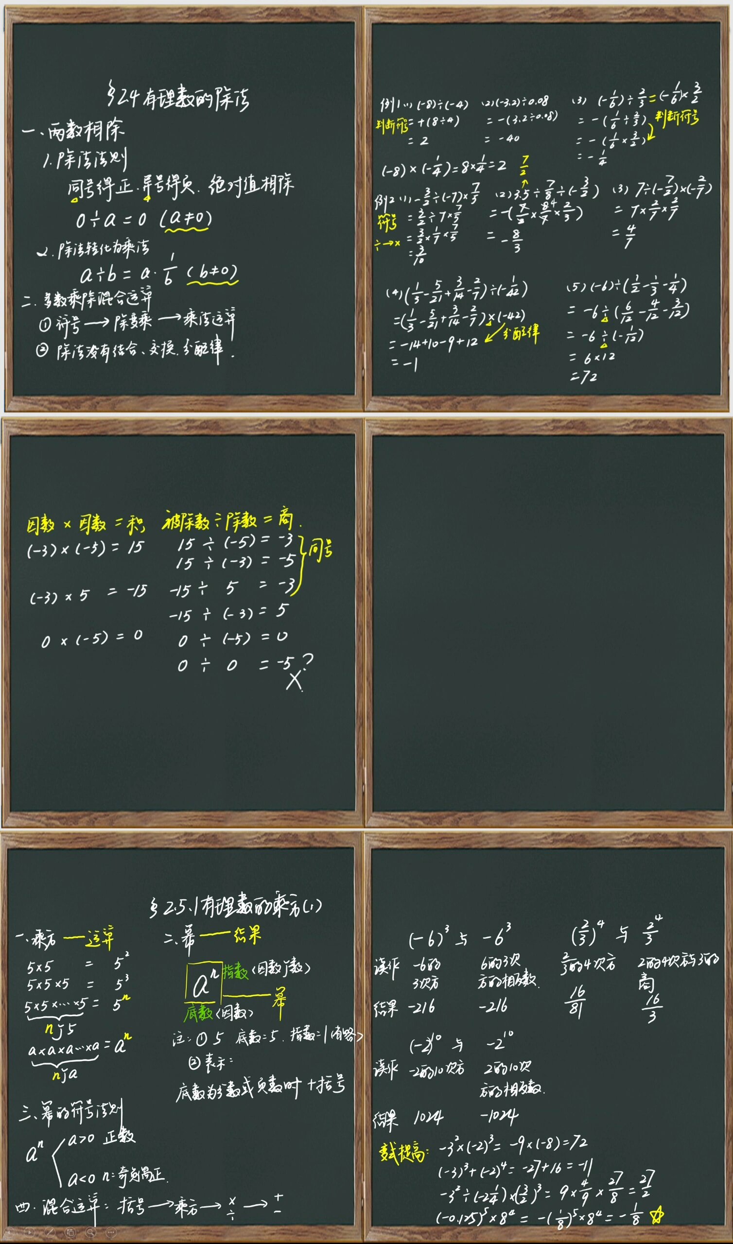 《有理数的运算》板书设计七上数学
