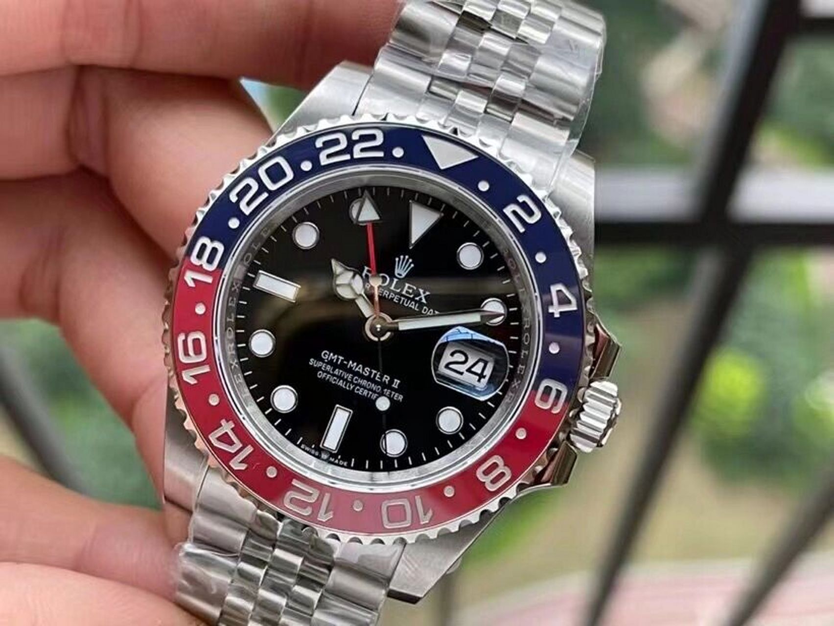 1,劳力士格林尼治gmt系列黑篮可乐圈男士机械腕表.