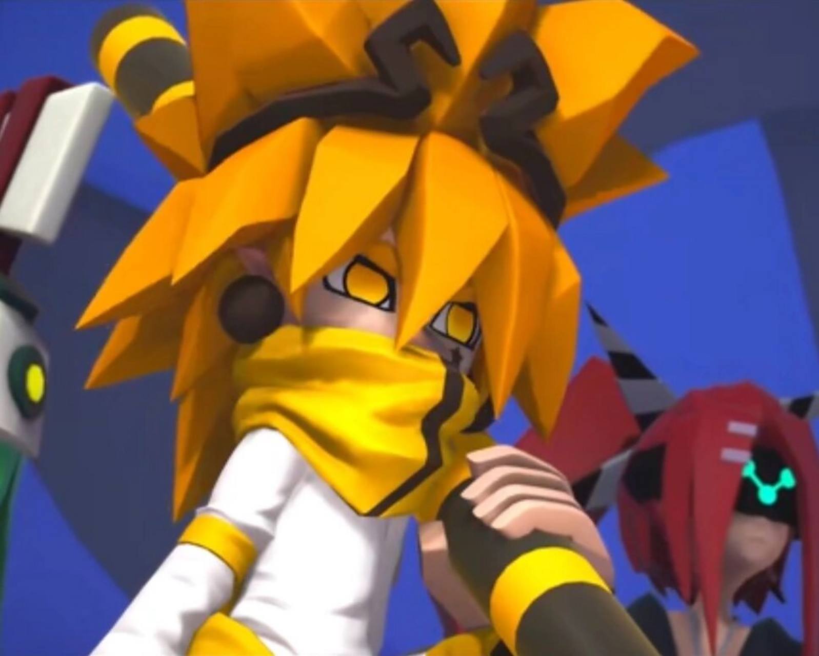 嘉德罗斯的优质头像哦～   黄色头发,白色衣裳,手拿大罗神通棍的九岁