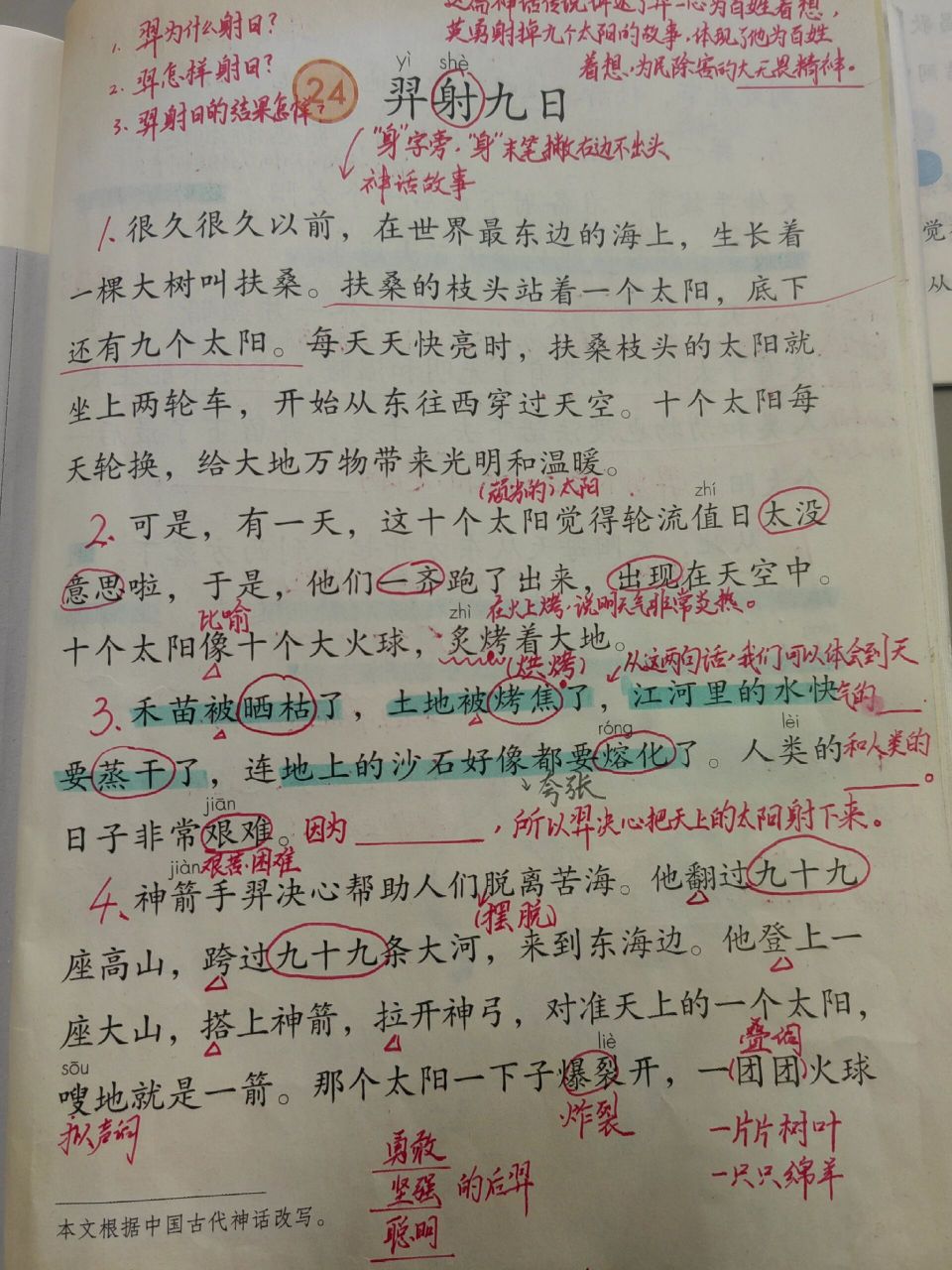 二年級語文下冊95羿射九日94預習