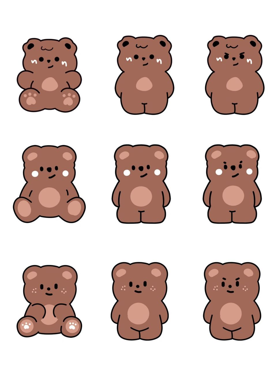 超可爱小熊ip三视图创意公仔插画卡通头像 "创意插画卡通头像可爱壁纸