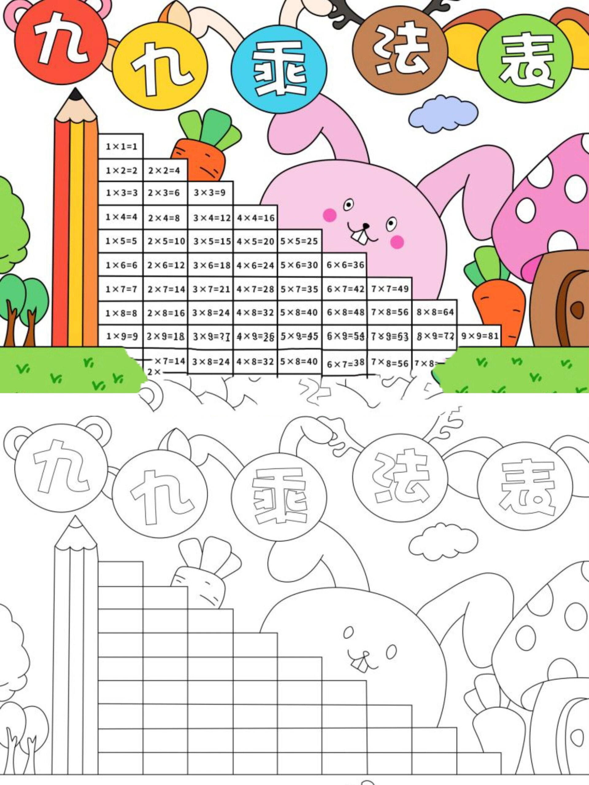 4款乘法口诀表手抄报