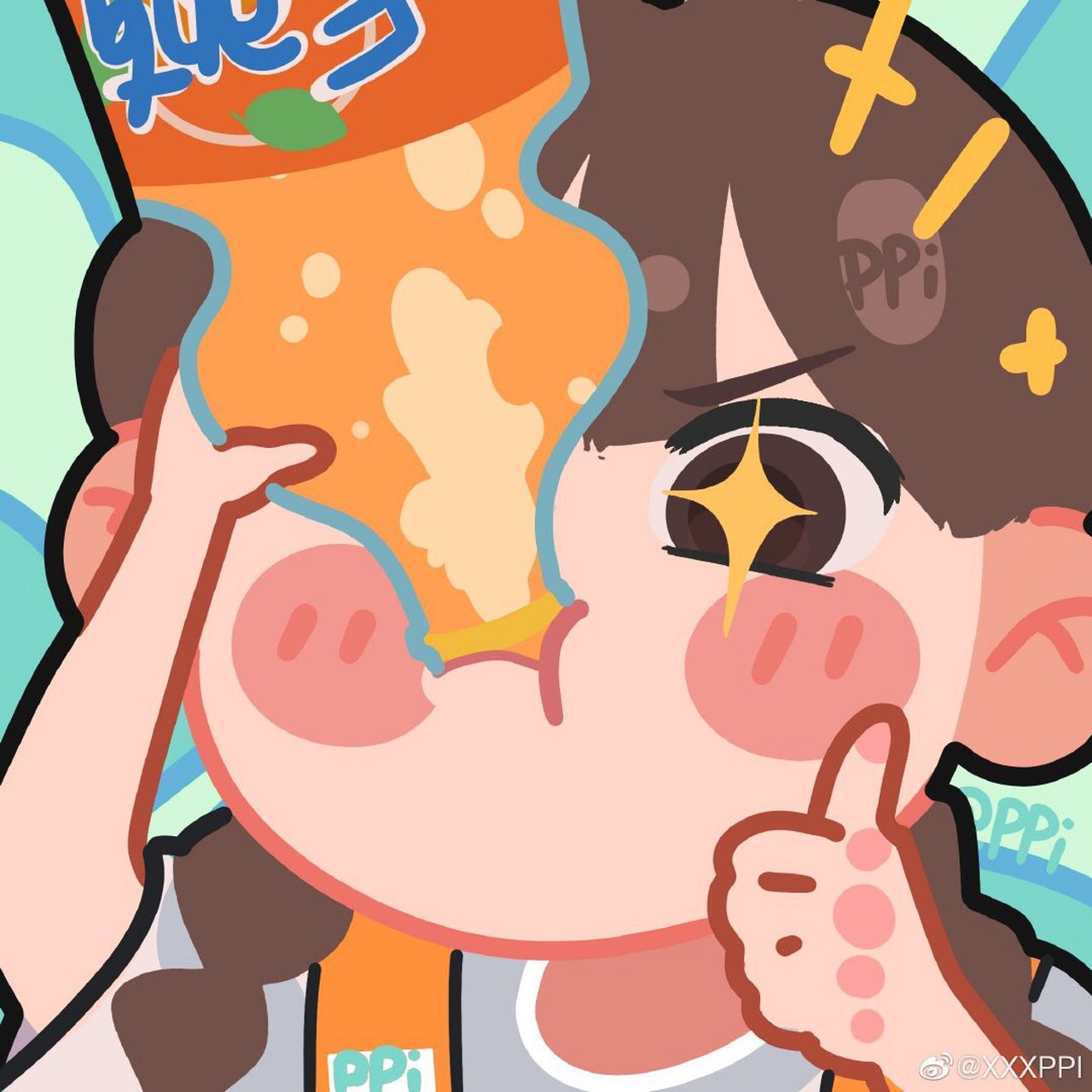 情侣97头像 原创作者:xxxppi(微博) 好可爱的情侣头像 喝着不同的