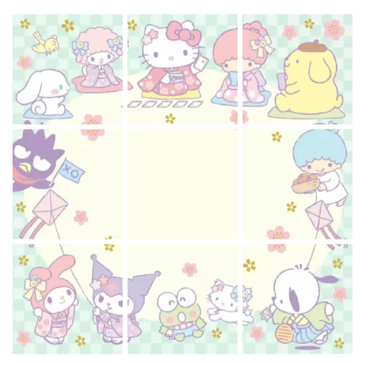 三丽鸥|九宫格配图92 中间放上自己喜欢的照片喔