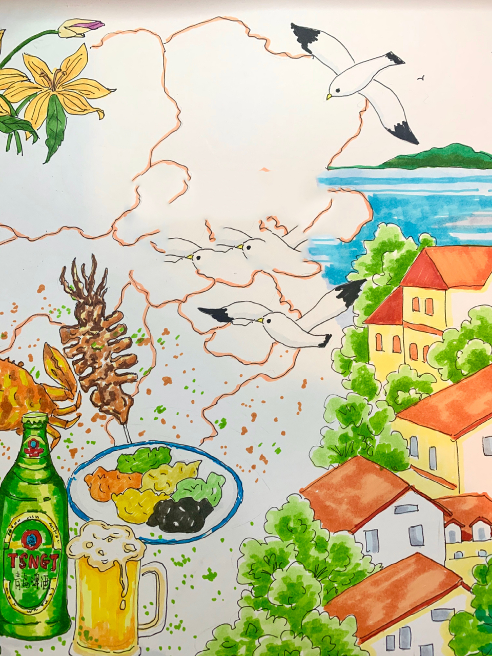 旅行手抄报 快乐假期 青岛旅游手抄报 客订 主题是关于你去过的城市