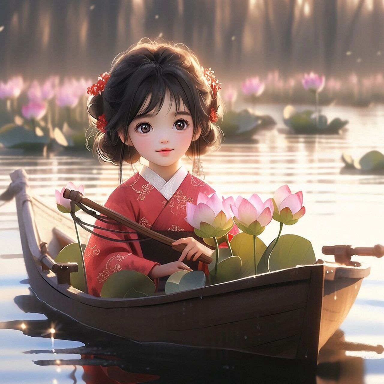 q版古风采莲仙女头像来咯! 诗情画意,嘿嘿!