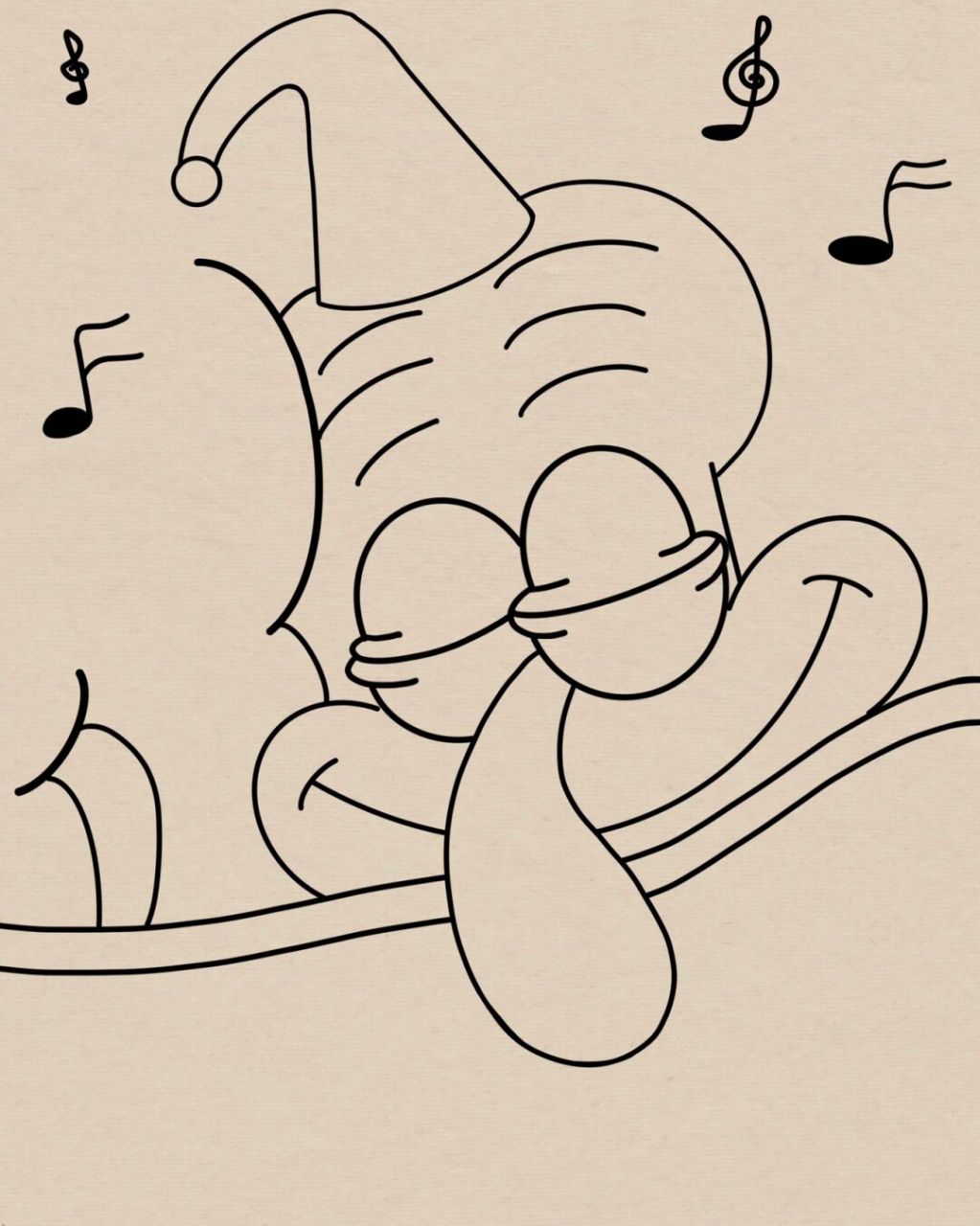 晚安,章鱼哥08|海绵宝宝简笔画|附过程 临摹 #章鱼哥# #简笔画# #简