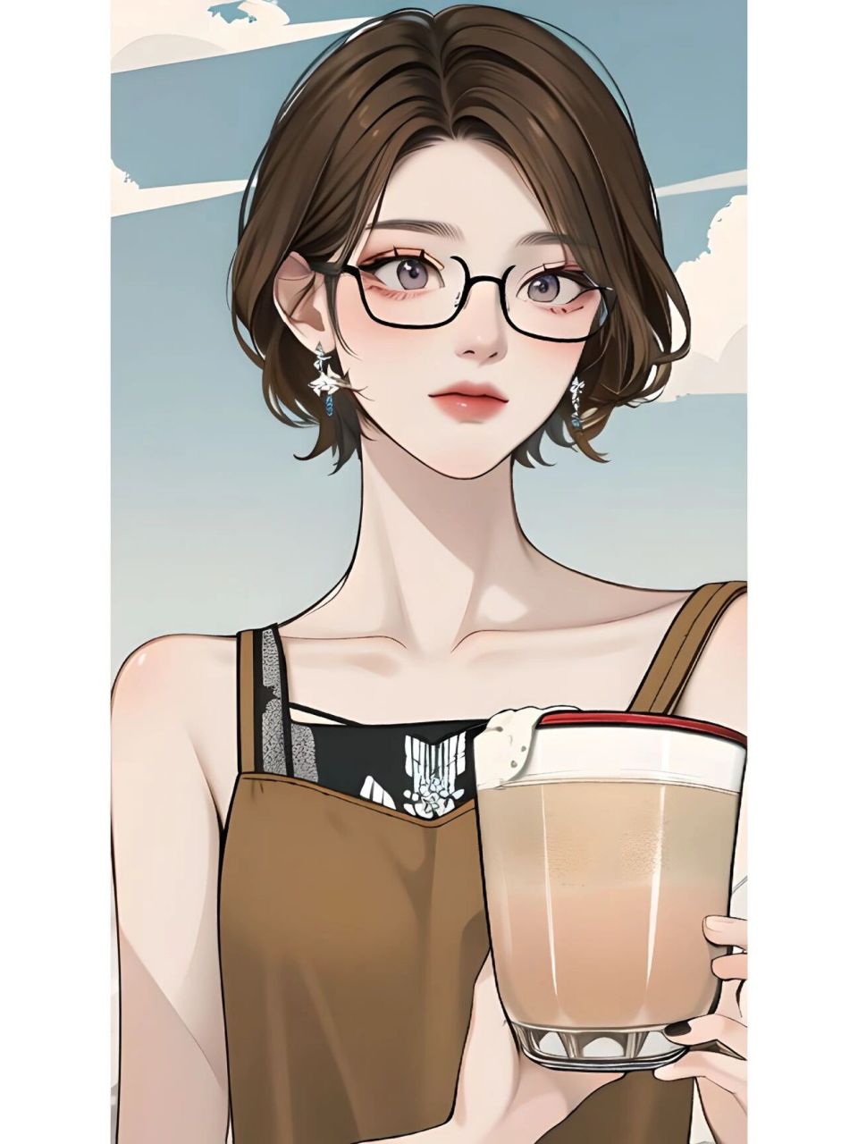 短发戴眼镜女生头像|清冷感头像