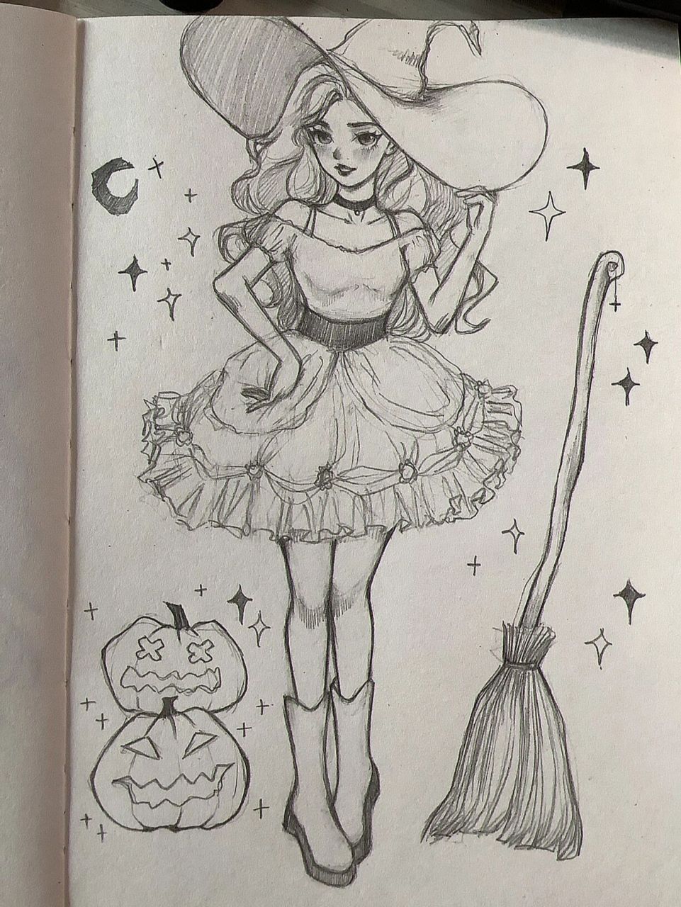 小女巫出街🧡 当然得带上自己的魔法扫帚和南瓜灯啦🎃