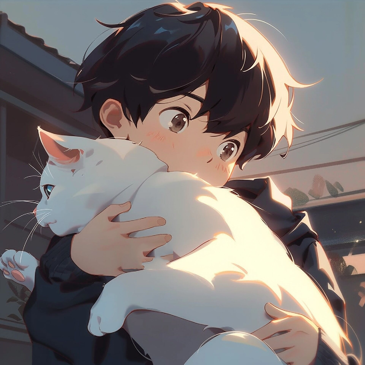 抱猫情侣头像 快叫你的憨憨陪你换这组猫咪情头