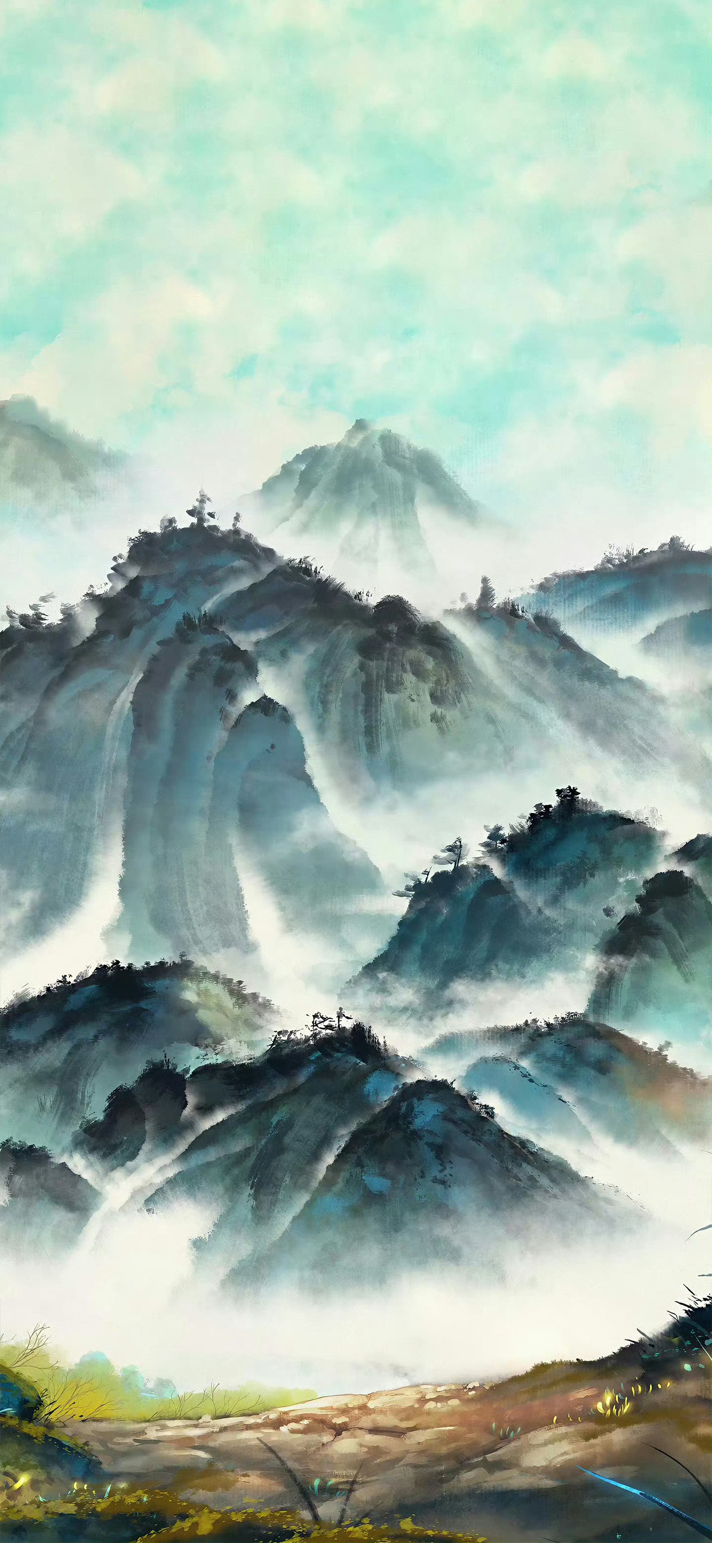 山水墨画壁纸(via.宝藏图册)