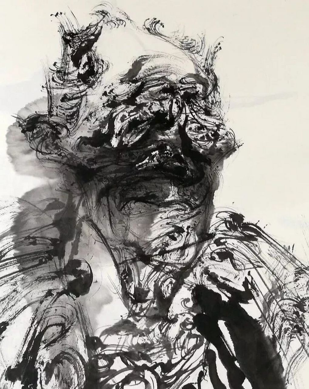 著名画家任惠中 水墨人物画写生作品