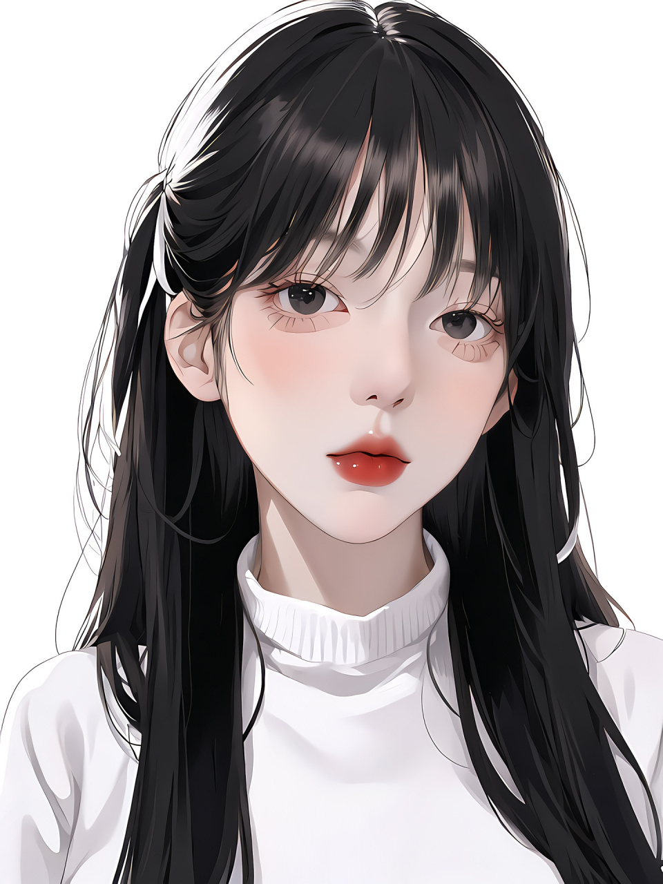 白色毛衣平刘海,发卡,视觉盛宴 可自己做头像壁纸之类的背景图,氛围感