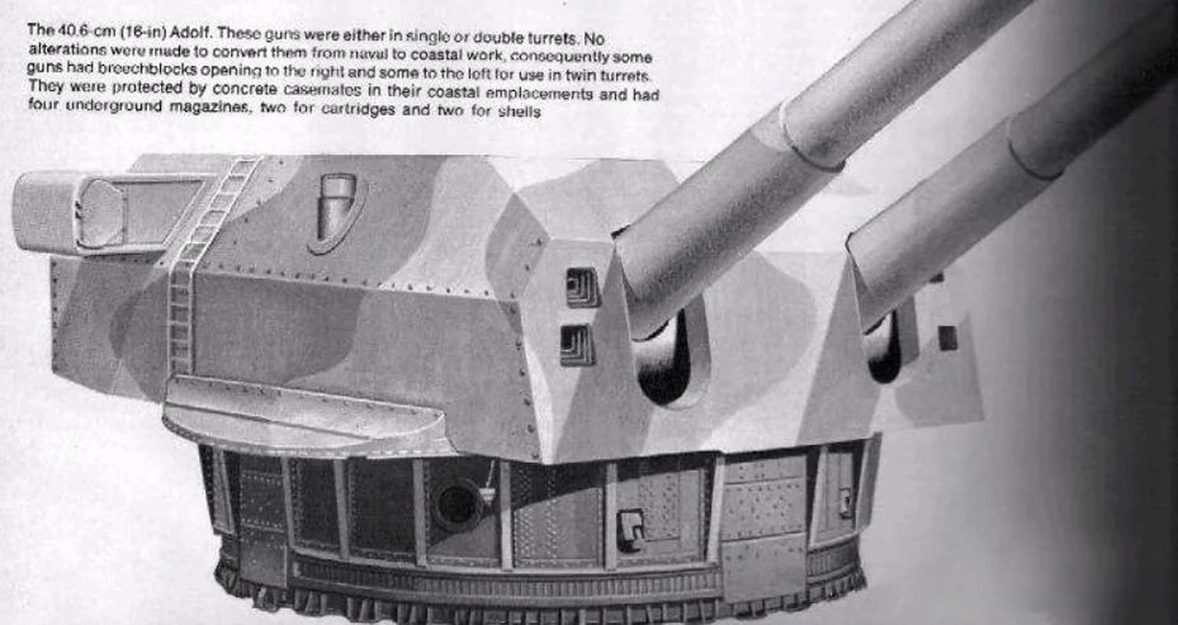二战德军布设在挪威的岸防炮,口径为16英寸(406毫米); 这门舰炮原本是