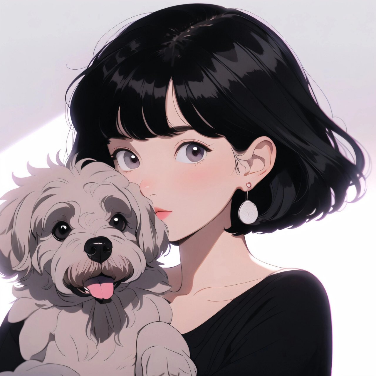 旧漫头像|短发直发小姐姐和她的泰迪犬 旧漫头像泰迪犬,有多少泰迪犬